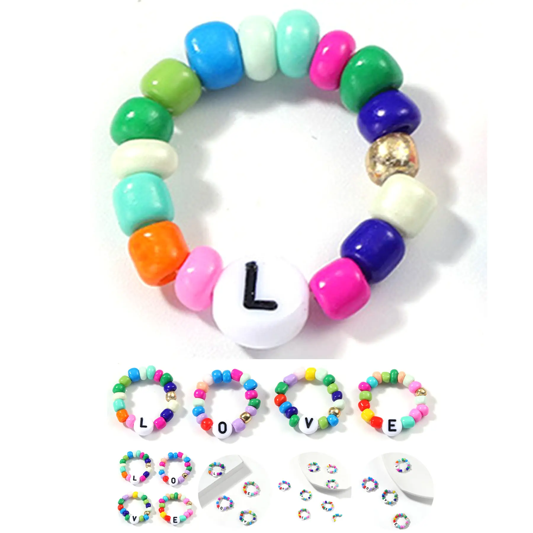 Elegant Floral Beaded Rings 2