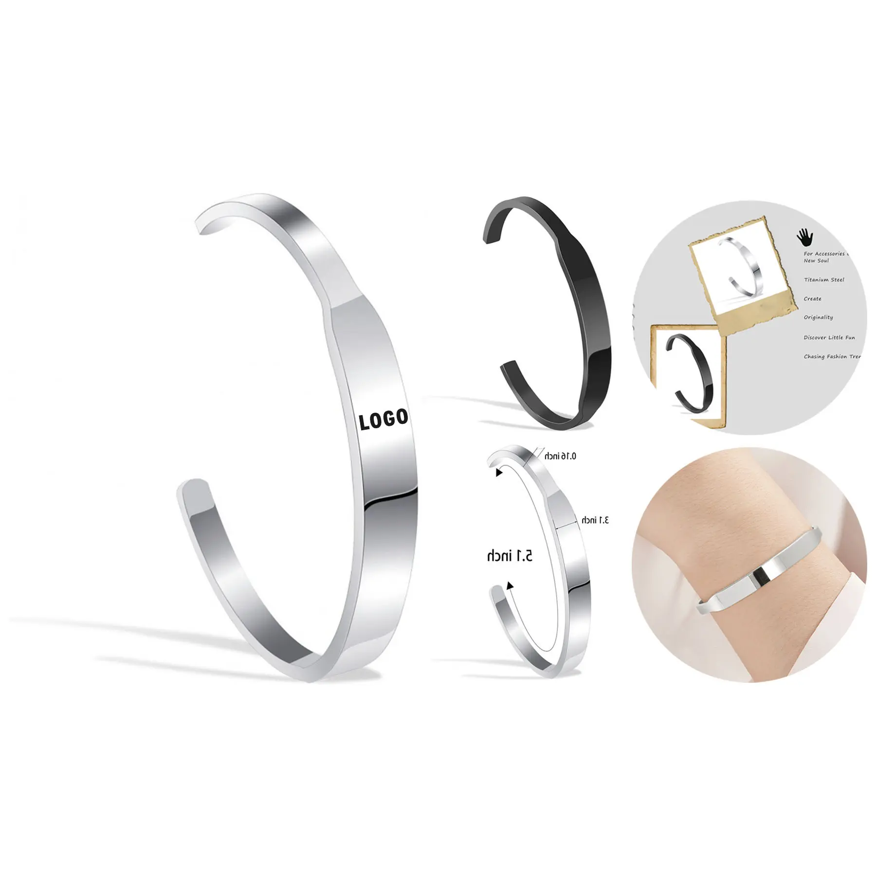 Elegant C-Shape Open Bangle 2