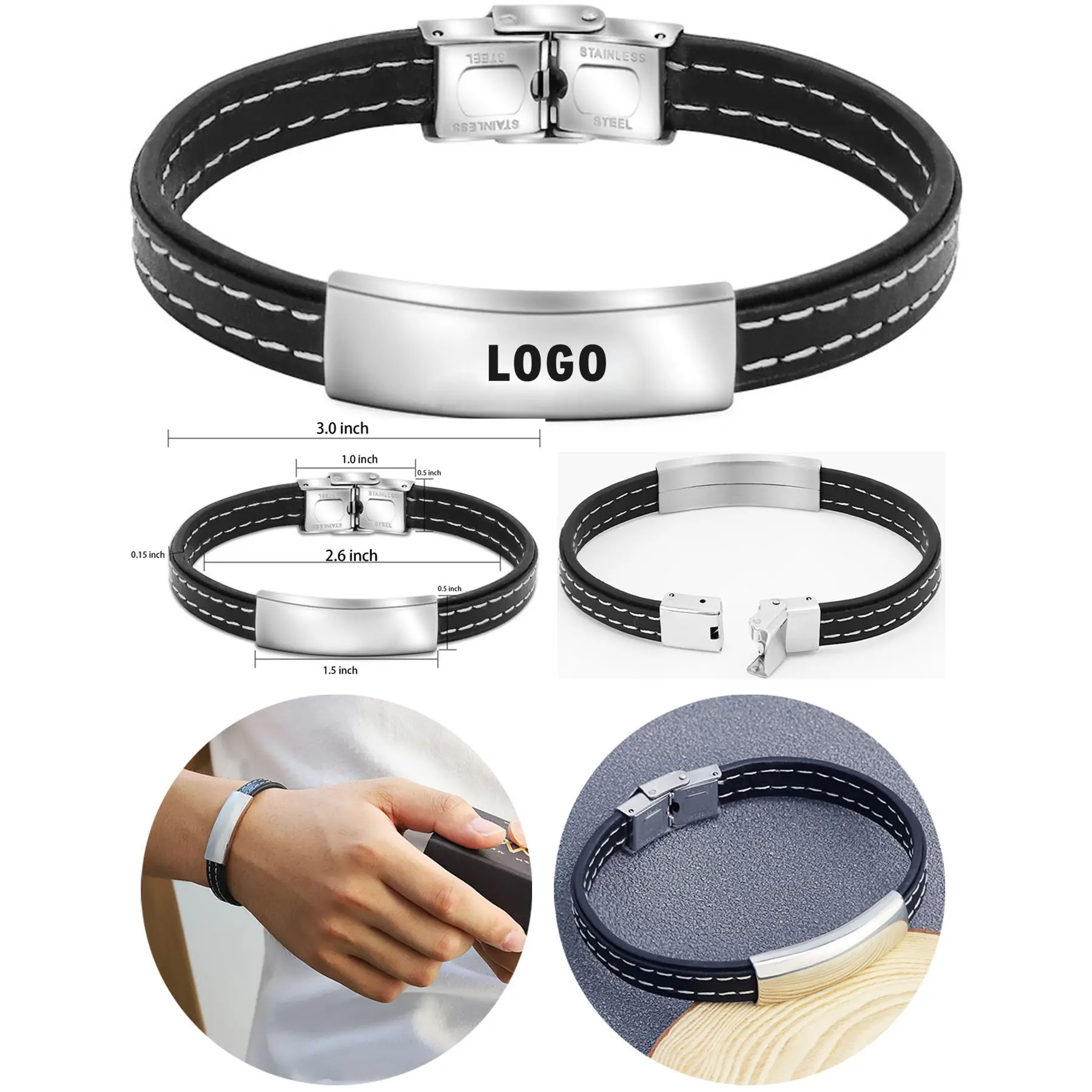 Classic Men's Leather Wristband 2