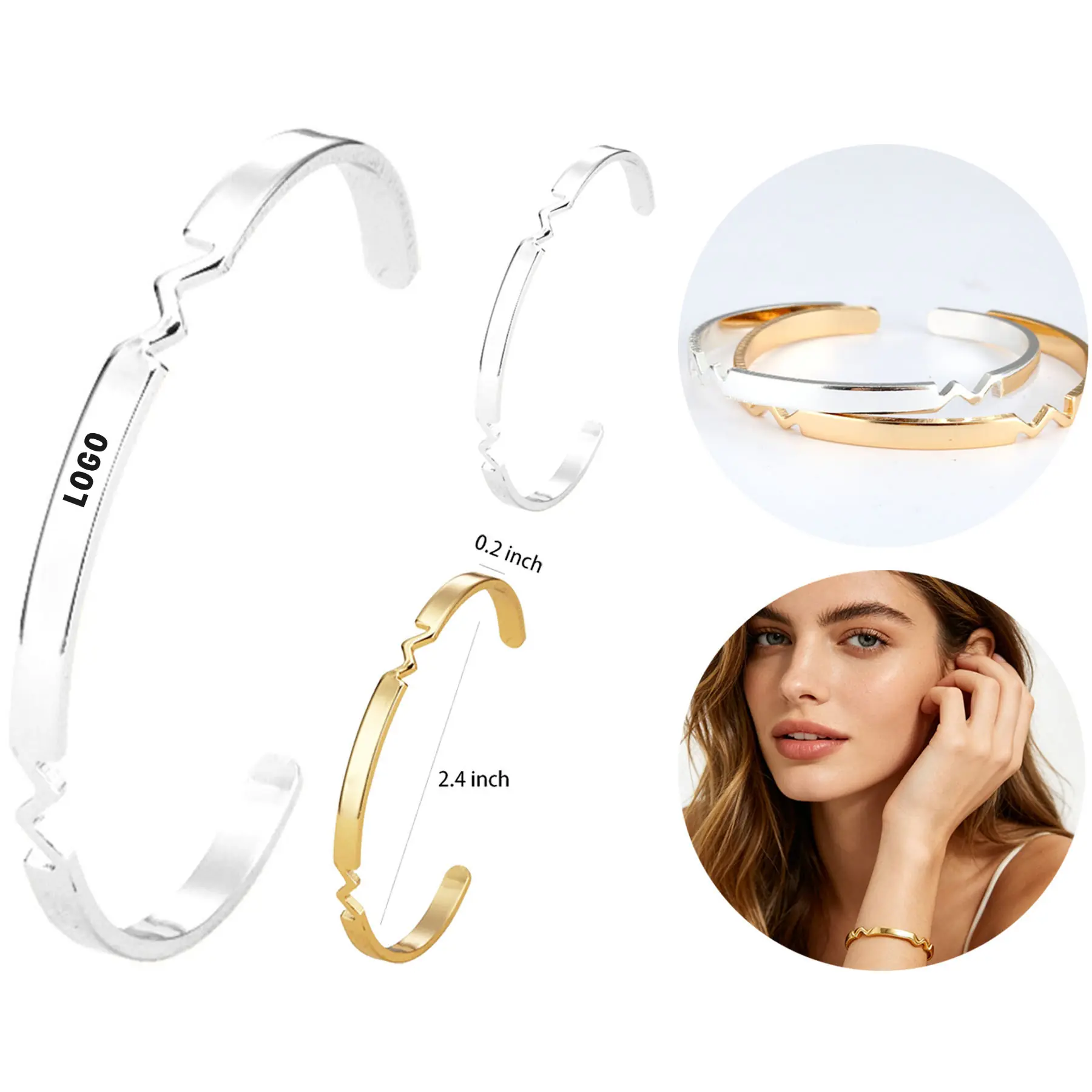 Elegant C-Shape Open Bangle 2