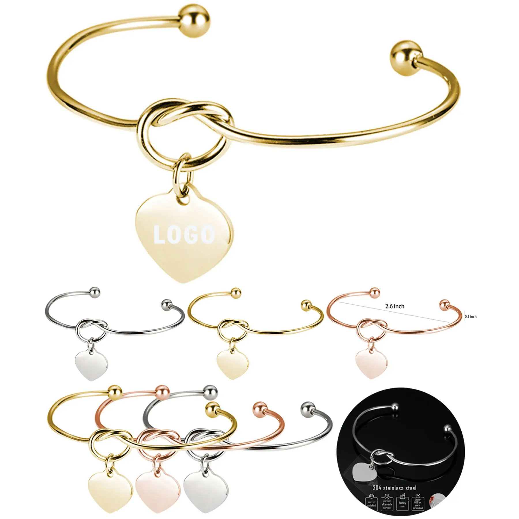 Elegant Heart Pendant Bracelet 2