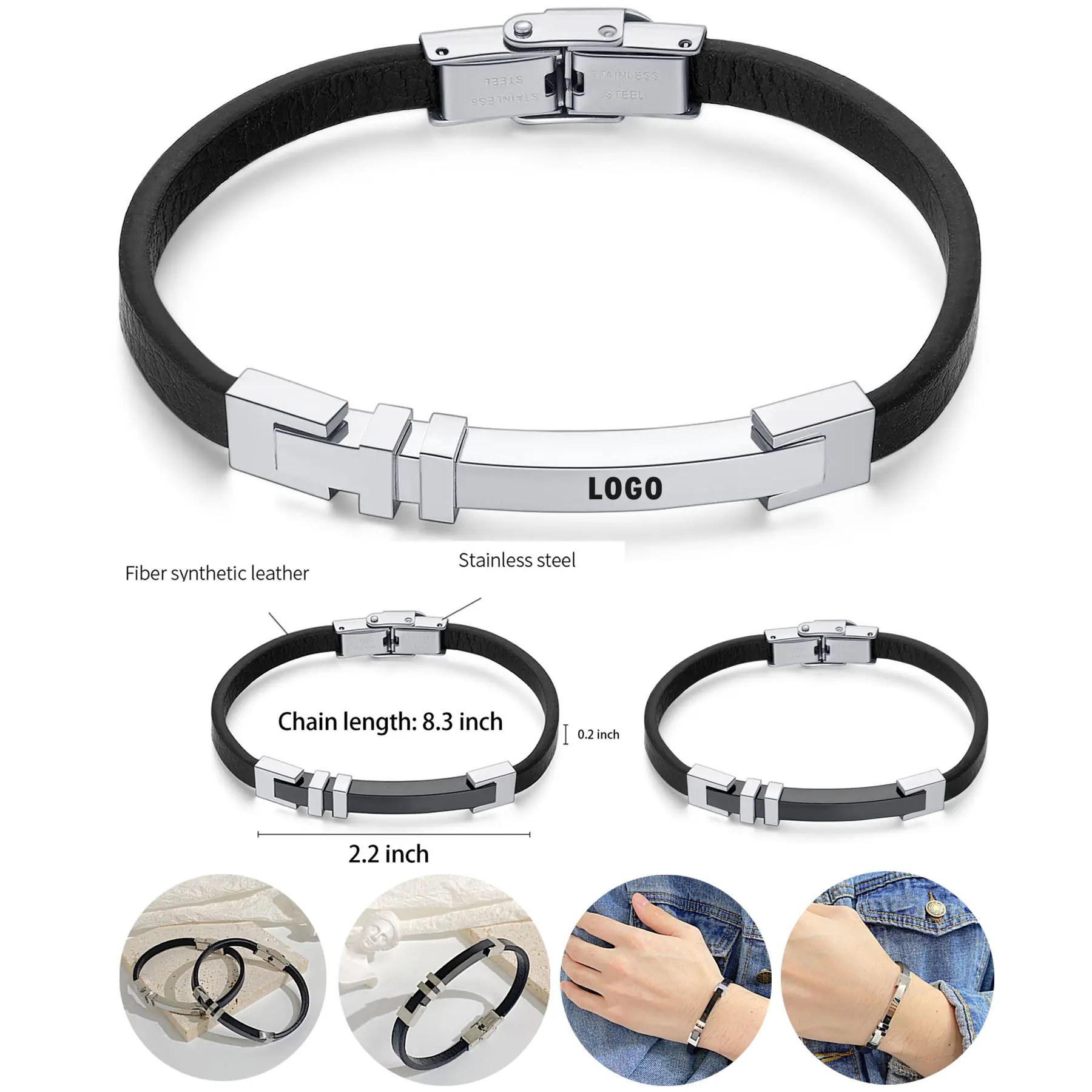 Classic Adjustable Leather Wristband 2