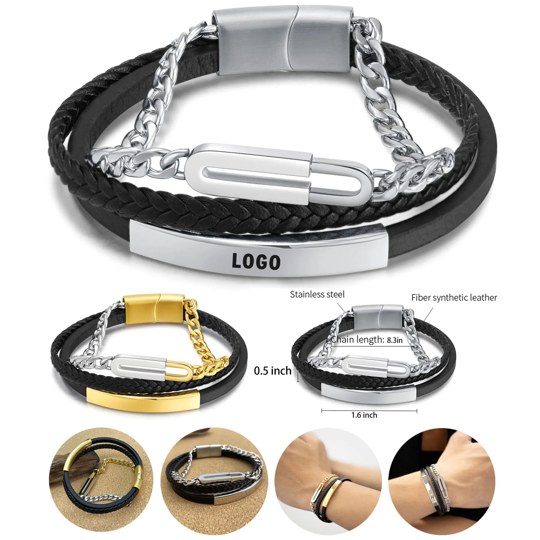 Classic Woven Leather Wristband 2
