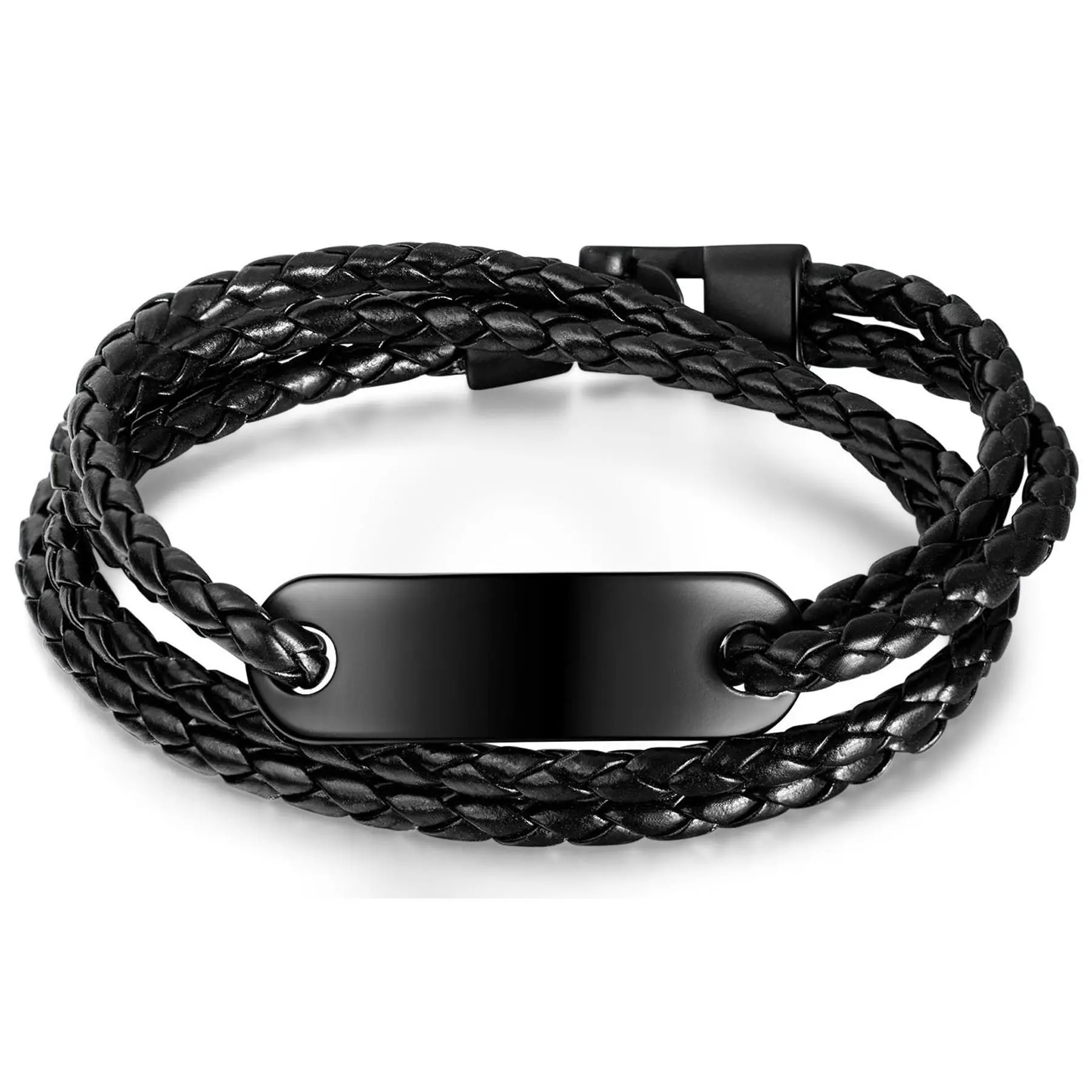 Engraved Leather Rope Bracelet