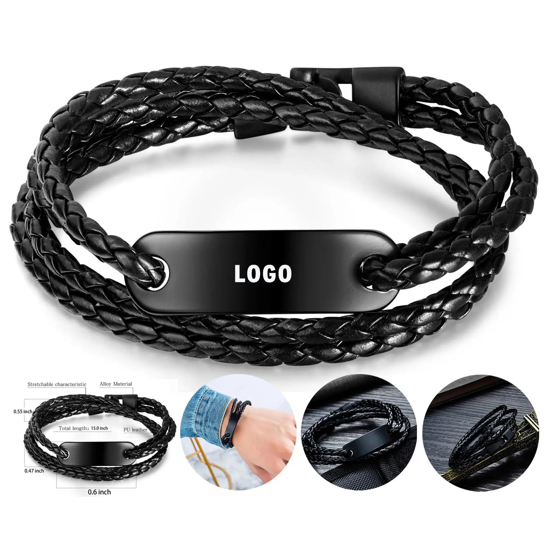 Engraved Leather Rope Bracelet 2