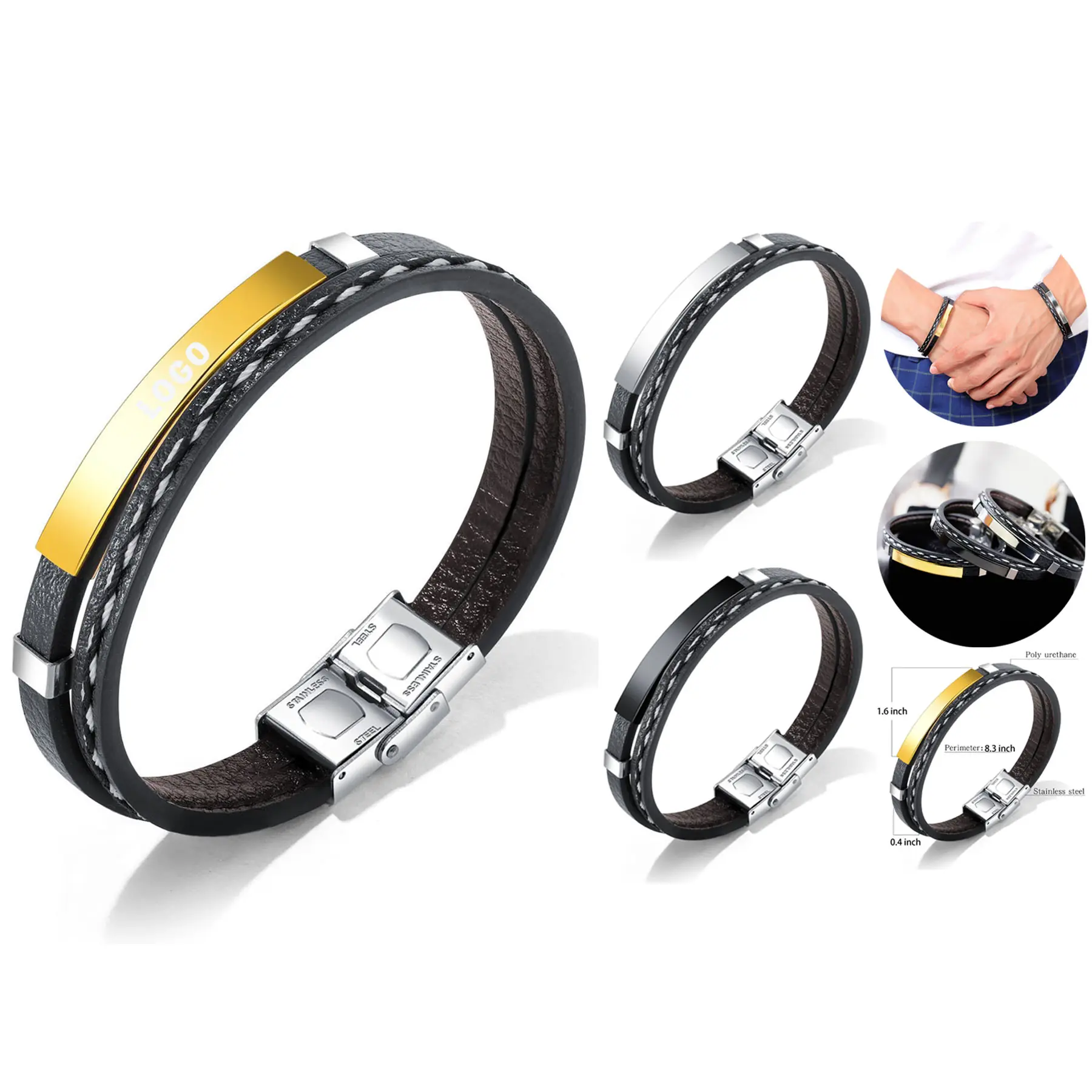 Elegant Black Leather Wristband 2