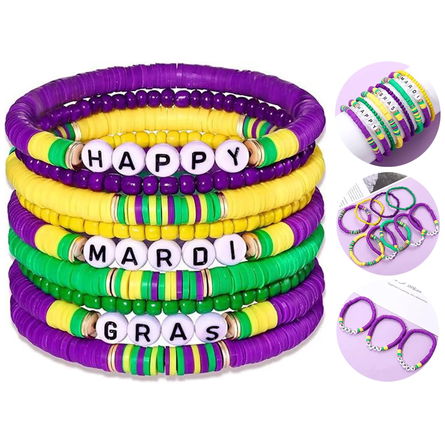 Violet Stretch Beaded Bracelet 2