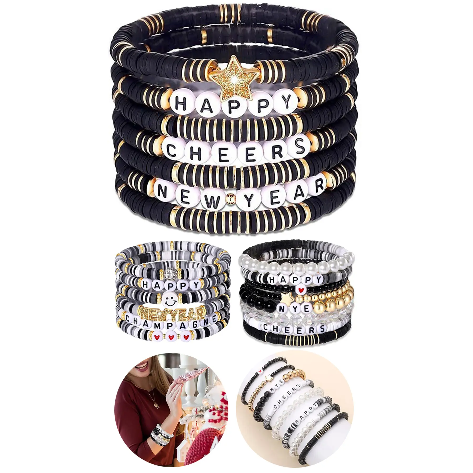 Star Heart Smiley Bracelet Set 2