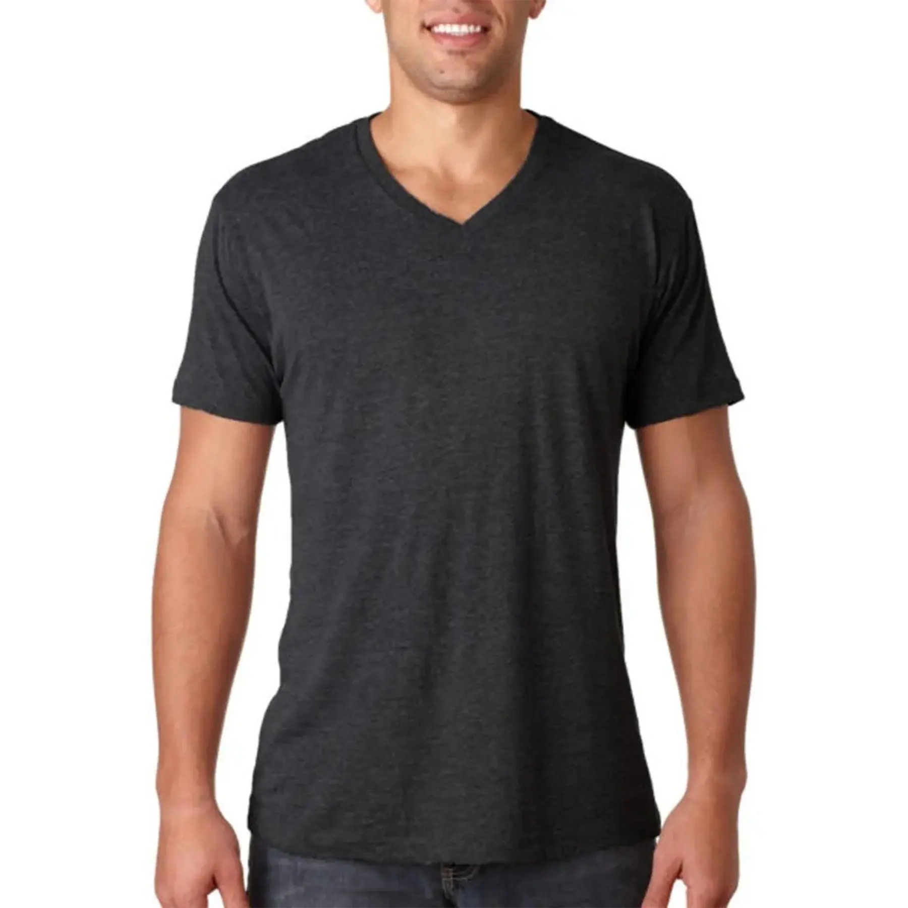 Soft Cotton Blend V-Neck T-Shirt for Men - Customizable