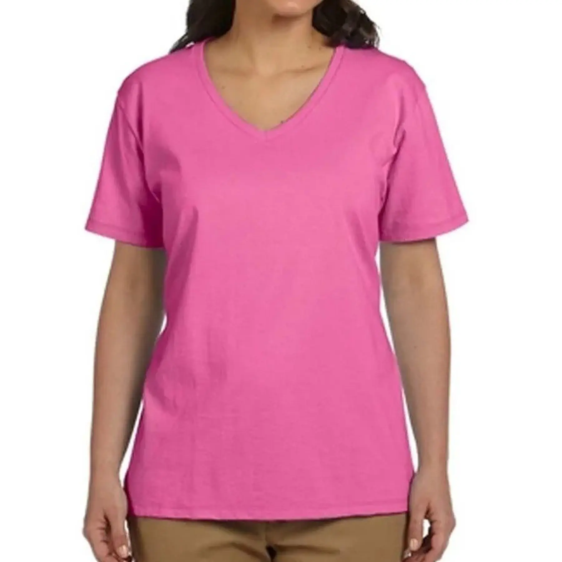 Women Soft Cotton V Neck Tee Shirt Personalized