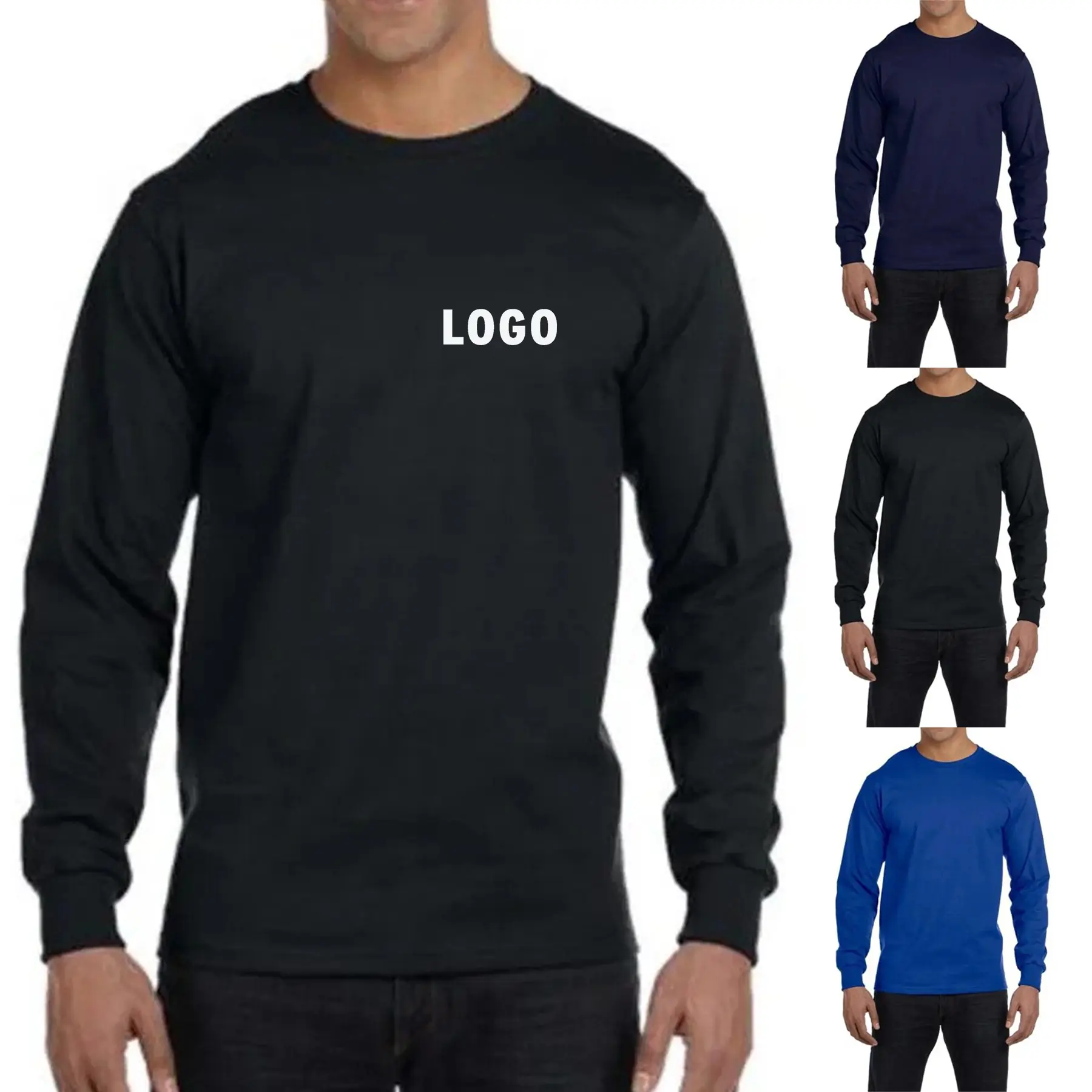 Men's Heavyweight Cotton Long Sleeve T Shirt 2