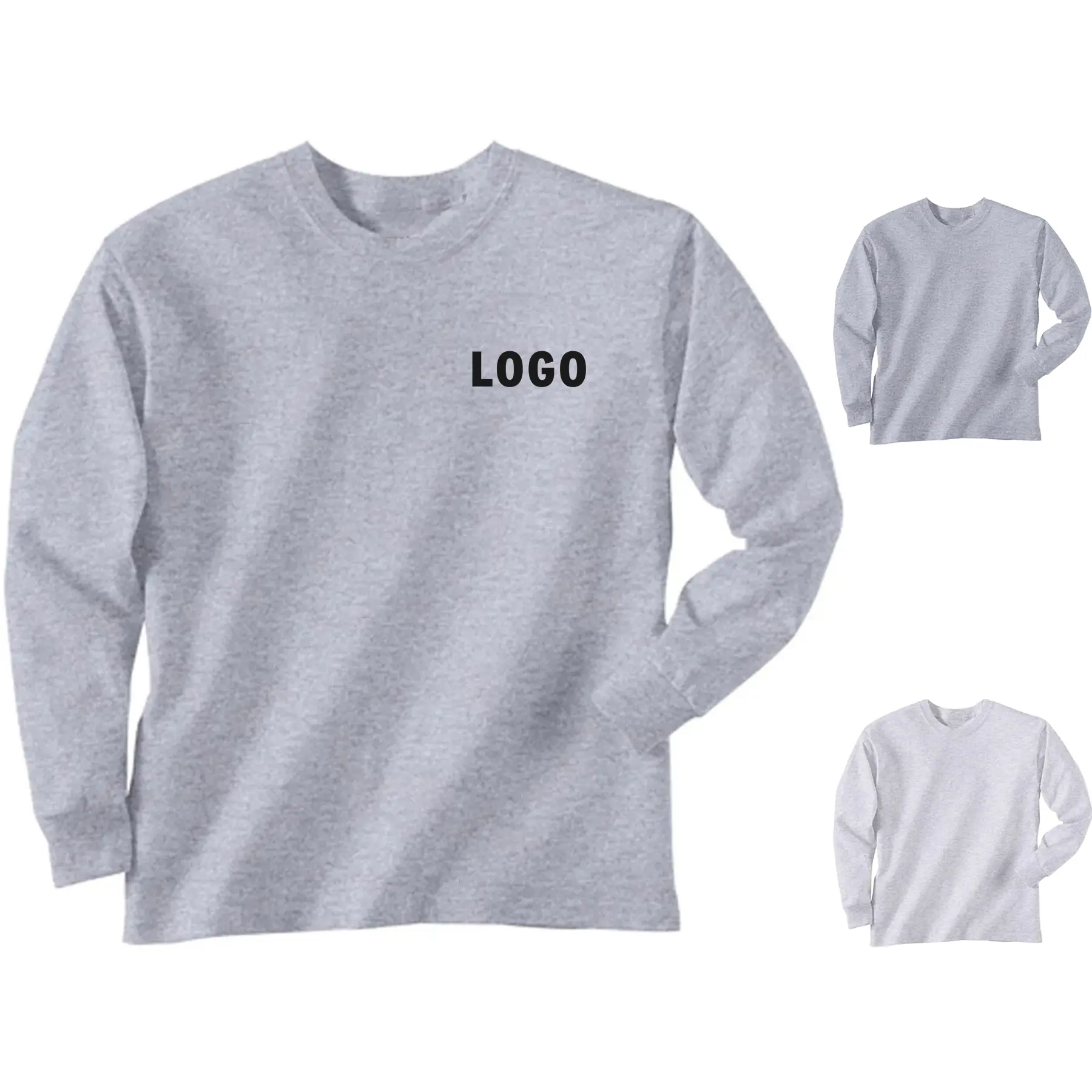 Soft Youth Cotton Long Sleeve Tee Light Heather 2