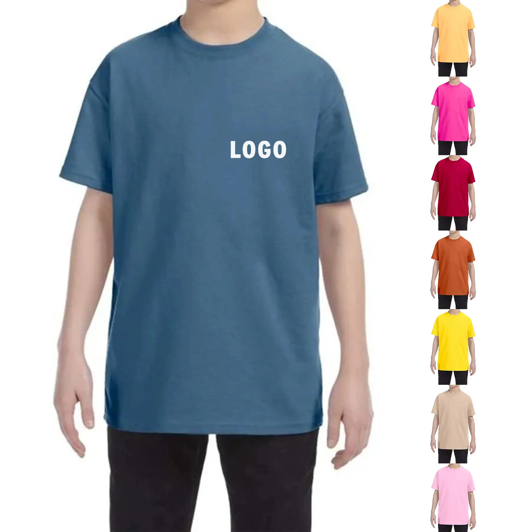 Youth Heavyweight Cotton Tee Solid Color 2
