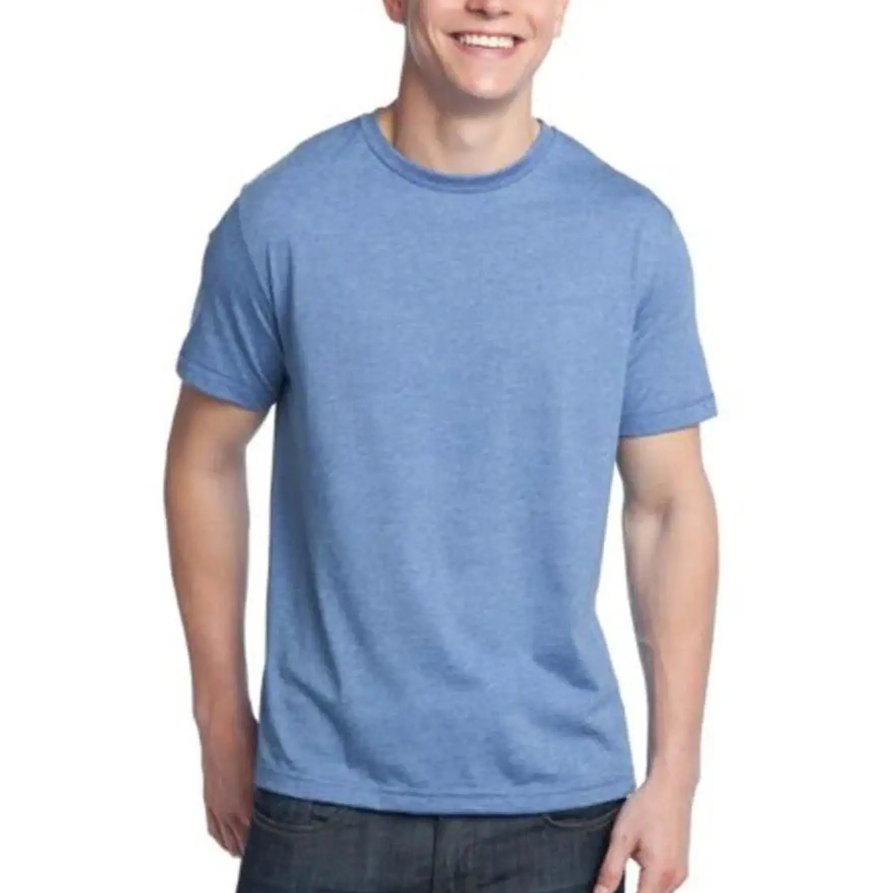 Tri Blend Crewneck T Shirt Men Vintage Soft Heathered Fabric