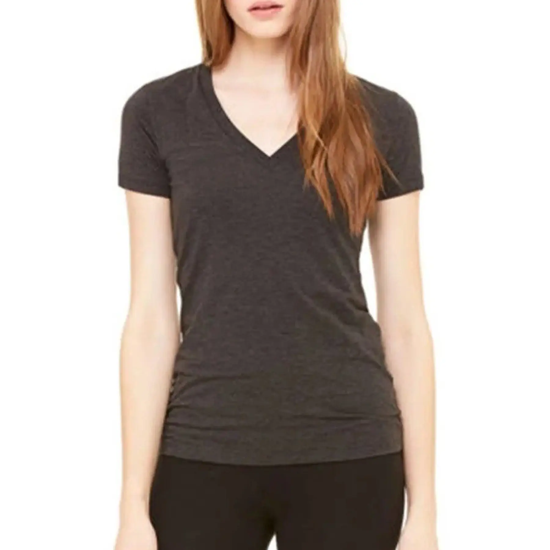 Women's Deep V Neck T Shirt Soft Cotton Casual Top