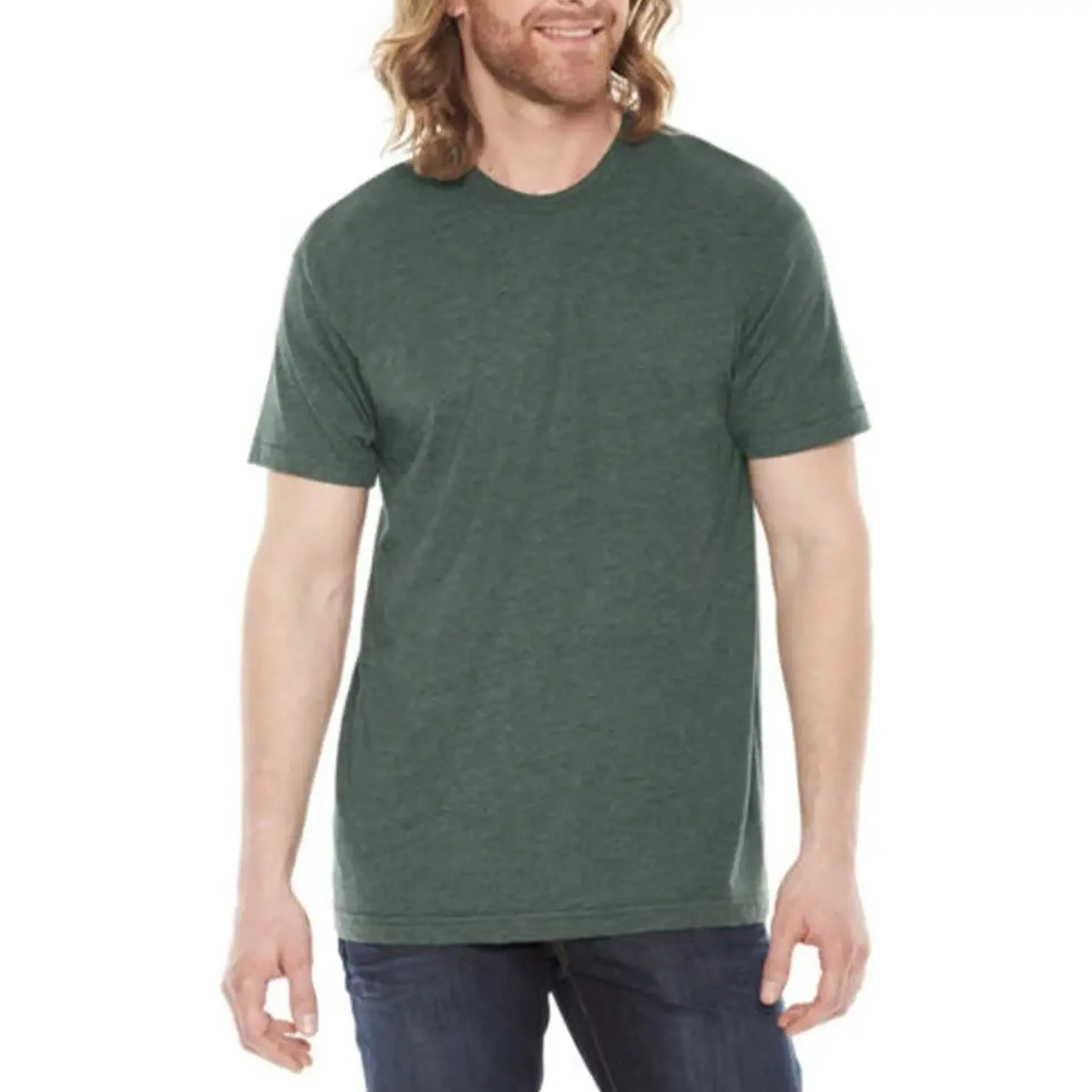 Crew Neck T Shirt 50 Percent Polyester 50 Percent Cotton Dark Colors