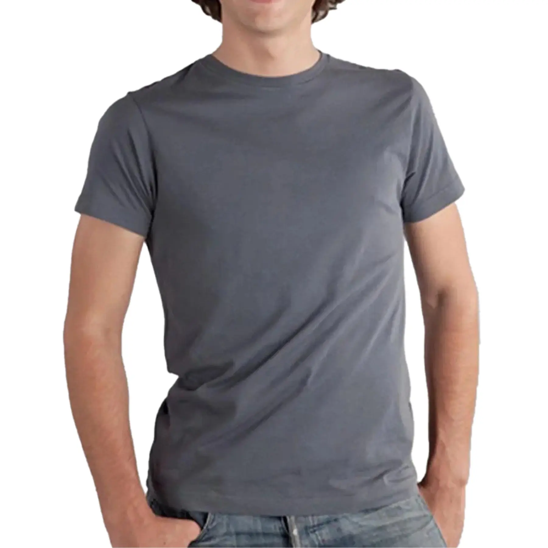 Soft Cotton Men T Shirt Removable Neck Label
