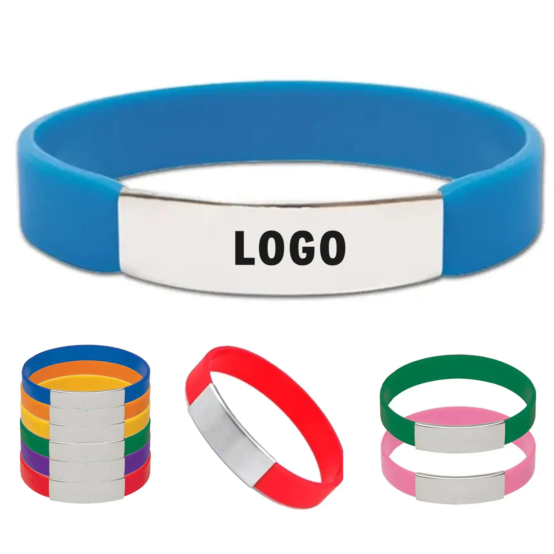 Custom Aluminum Clip Silicone Wristband 2