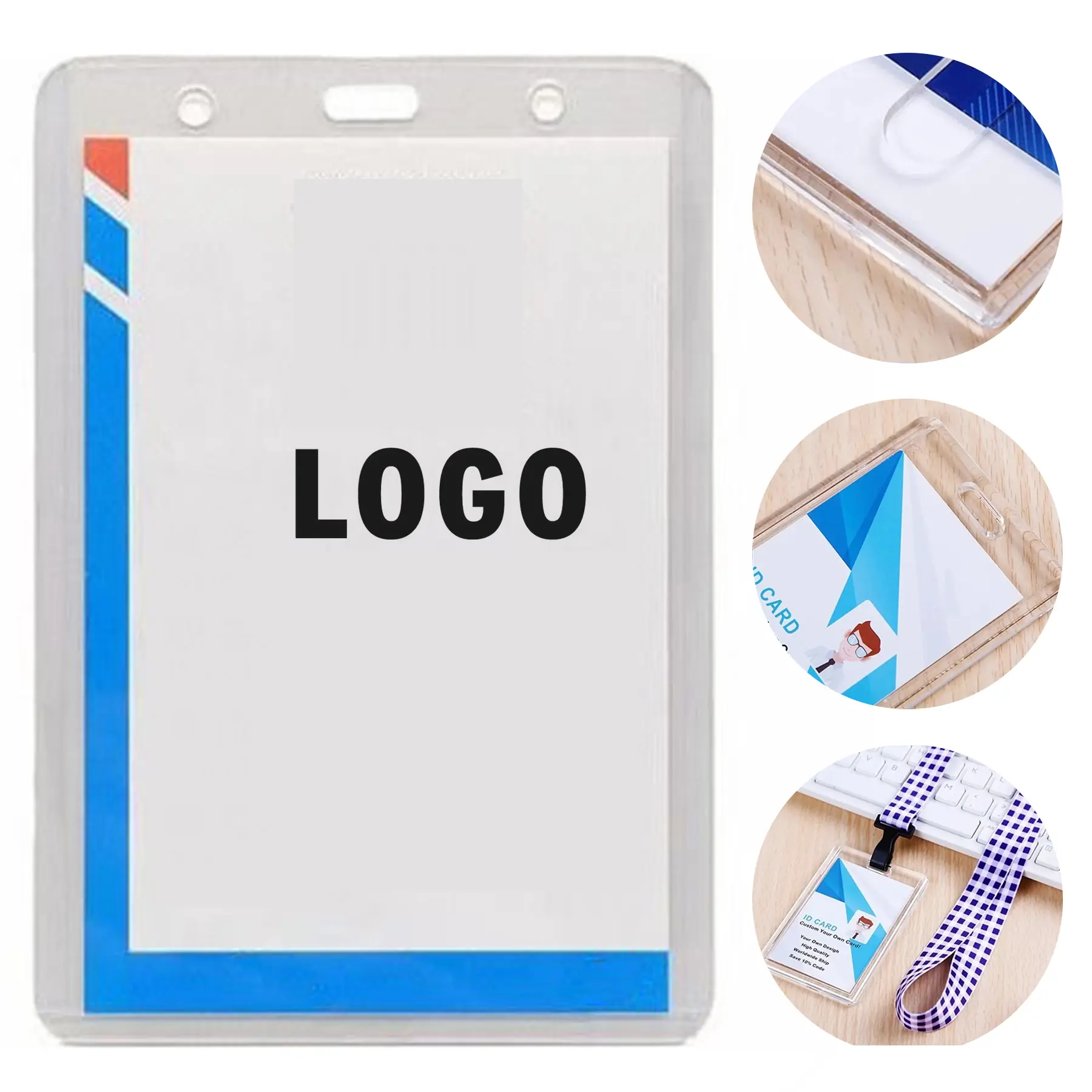 Clear Acrylic Vertical Badge Holders ID Cards 2