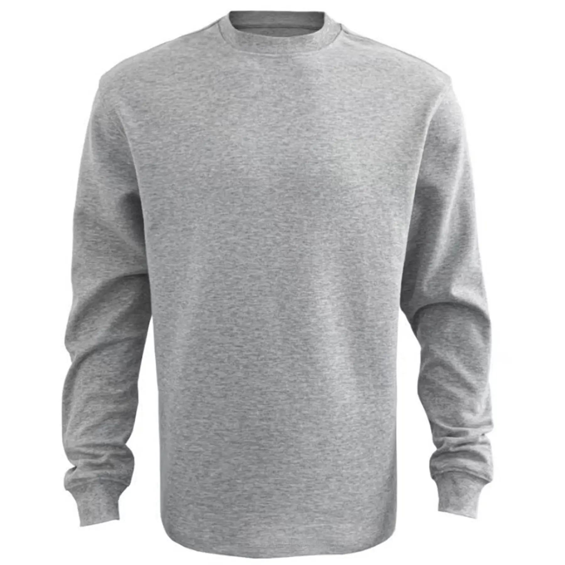 Comfortable Cotton Blend Long Sleeve Tee - Ash Heather