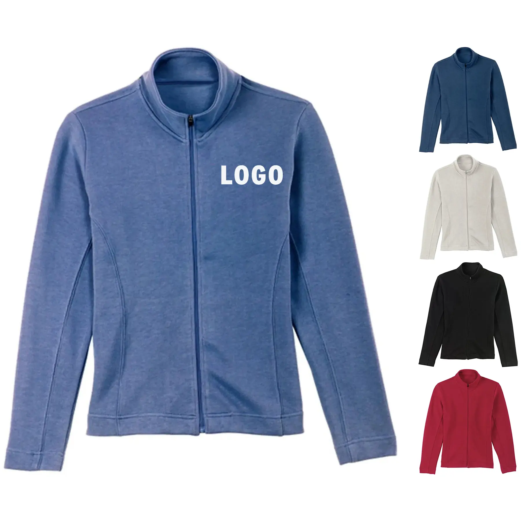 Women Full Zip Jacket Soft Flatback Rib Cotton Polyester Blend 2