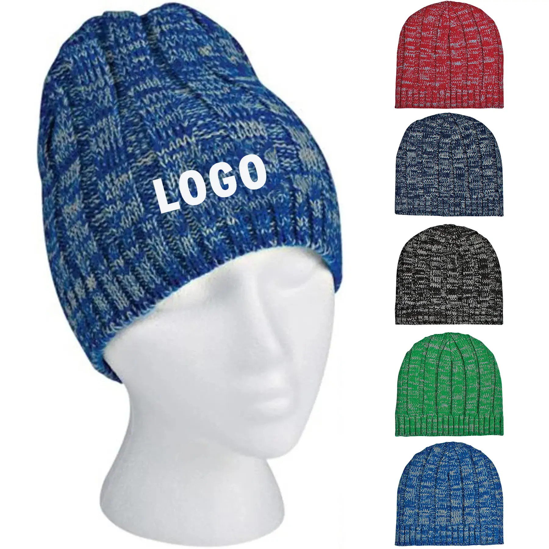 Classic Chunky Knit Beanie Hat Warm Winter Cap 2