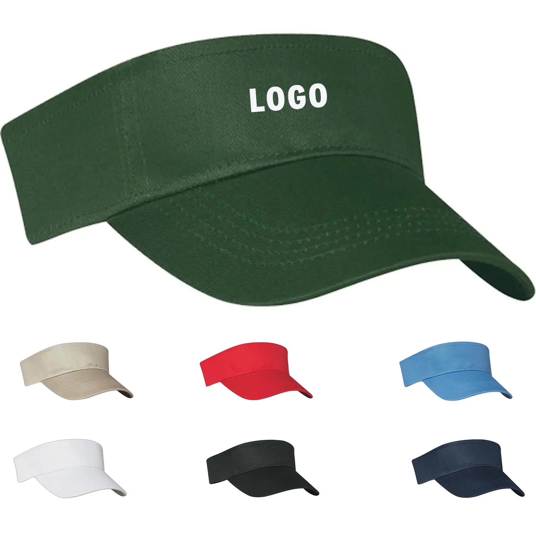 Custom Embroidered Cotton Twill Visor Hat Adjustable Strap 2
