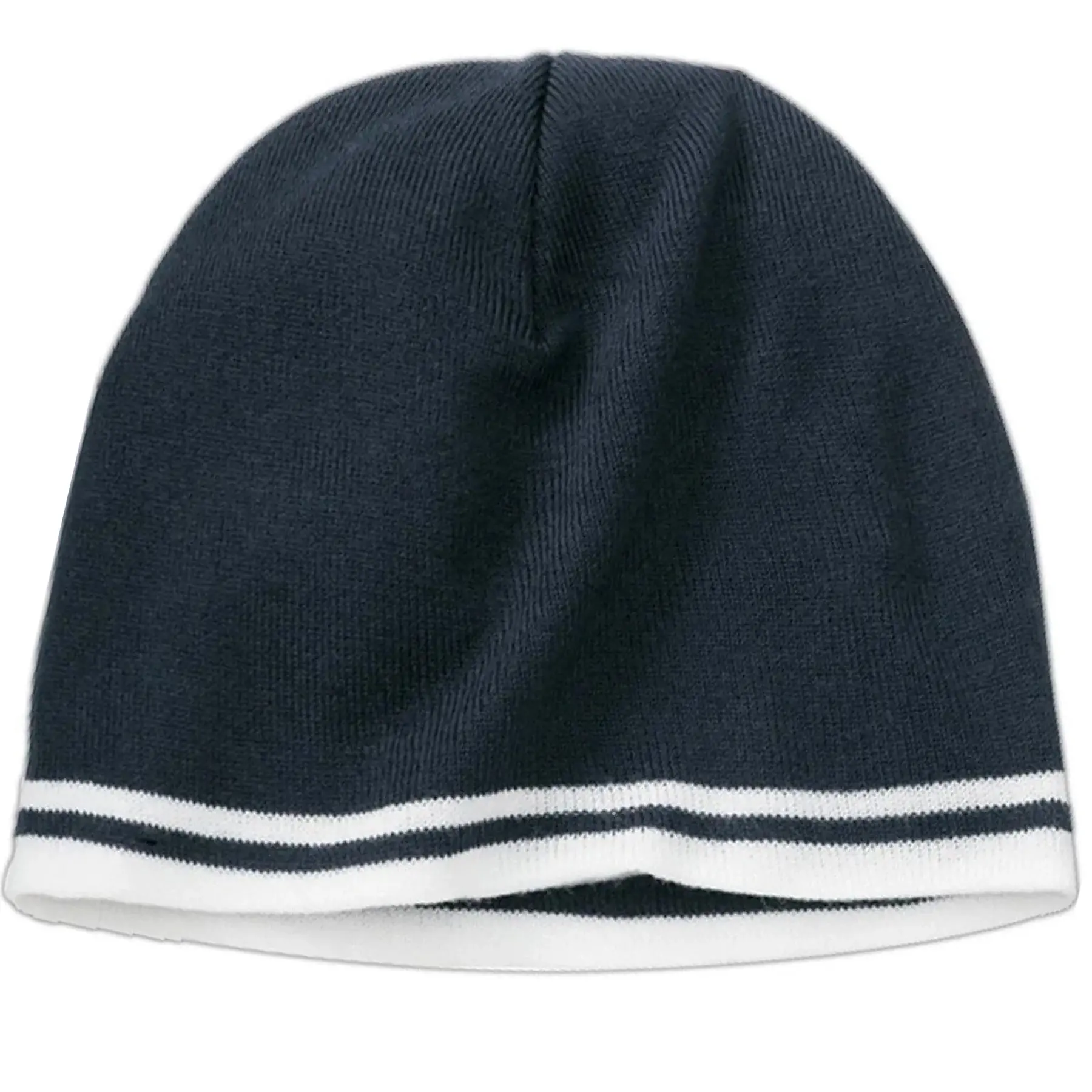 Fine Knit Contrast Stripe Beanie