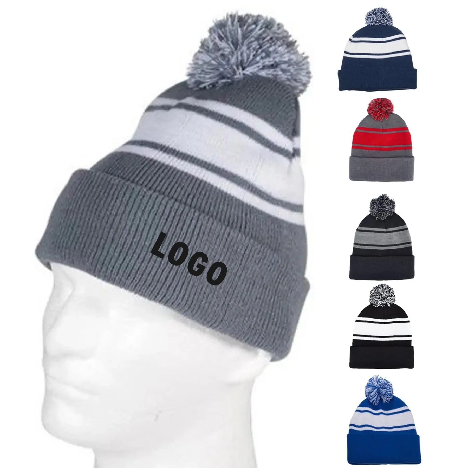 Pom Pom Knit Beanie Hat 2