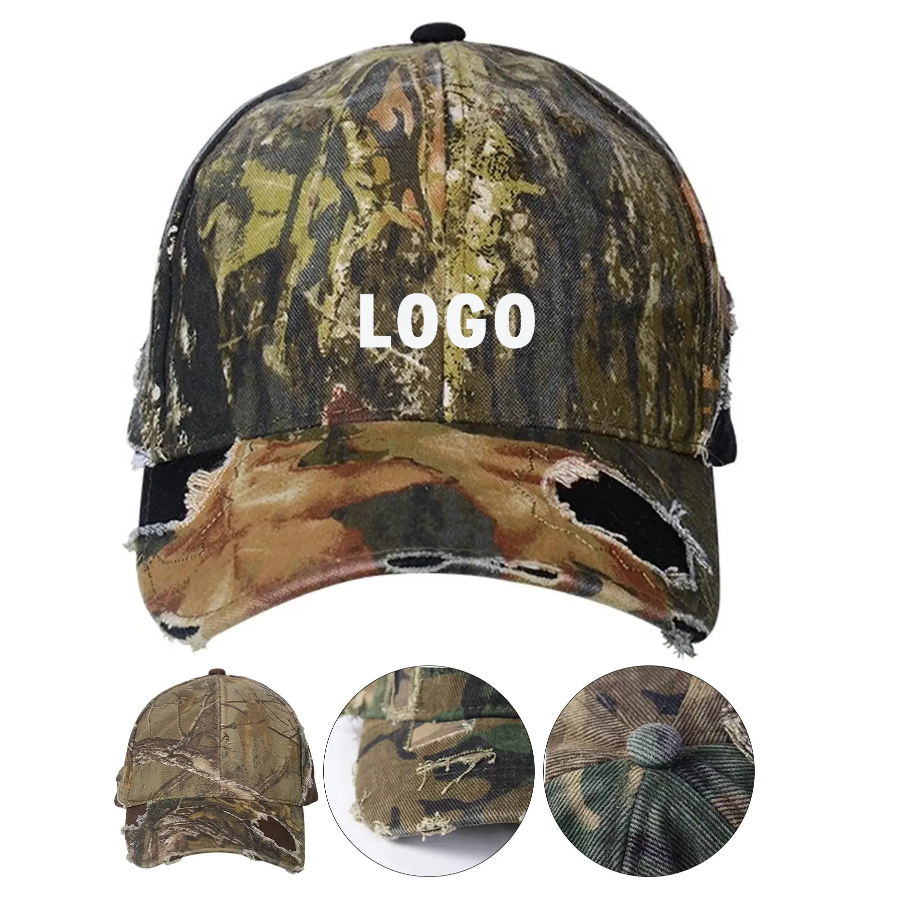Camo Trucker Cap Frayed Brim 2