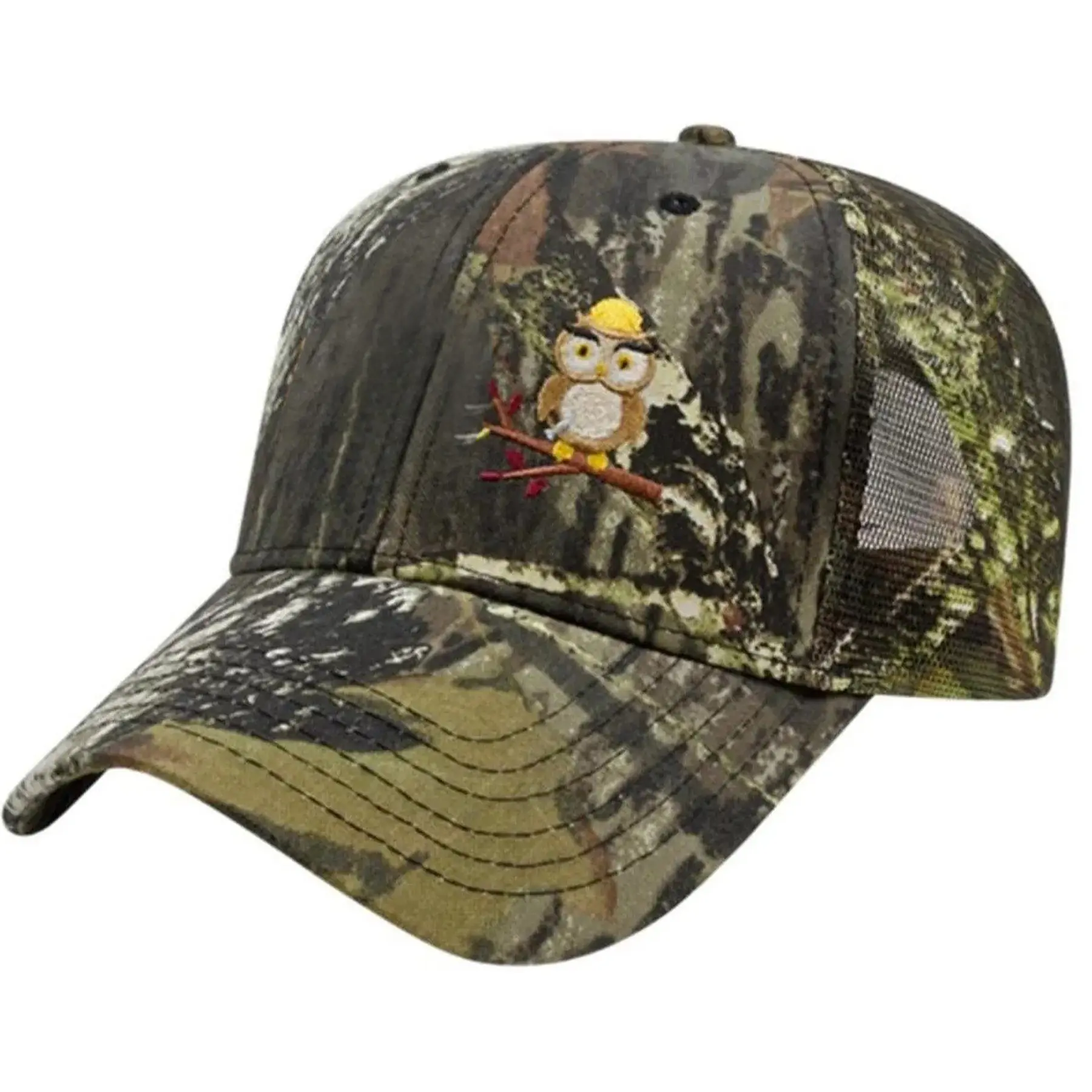 Durable Camo Mesh Trucker Cap Structured Fit Snapback