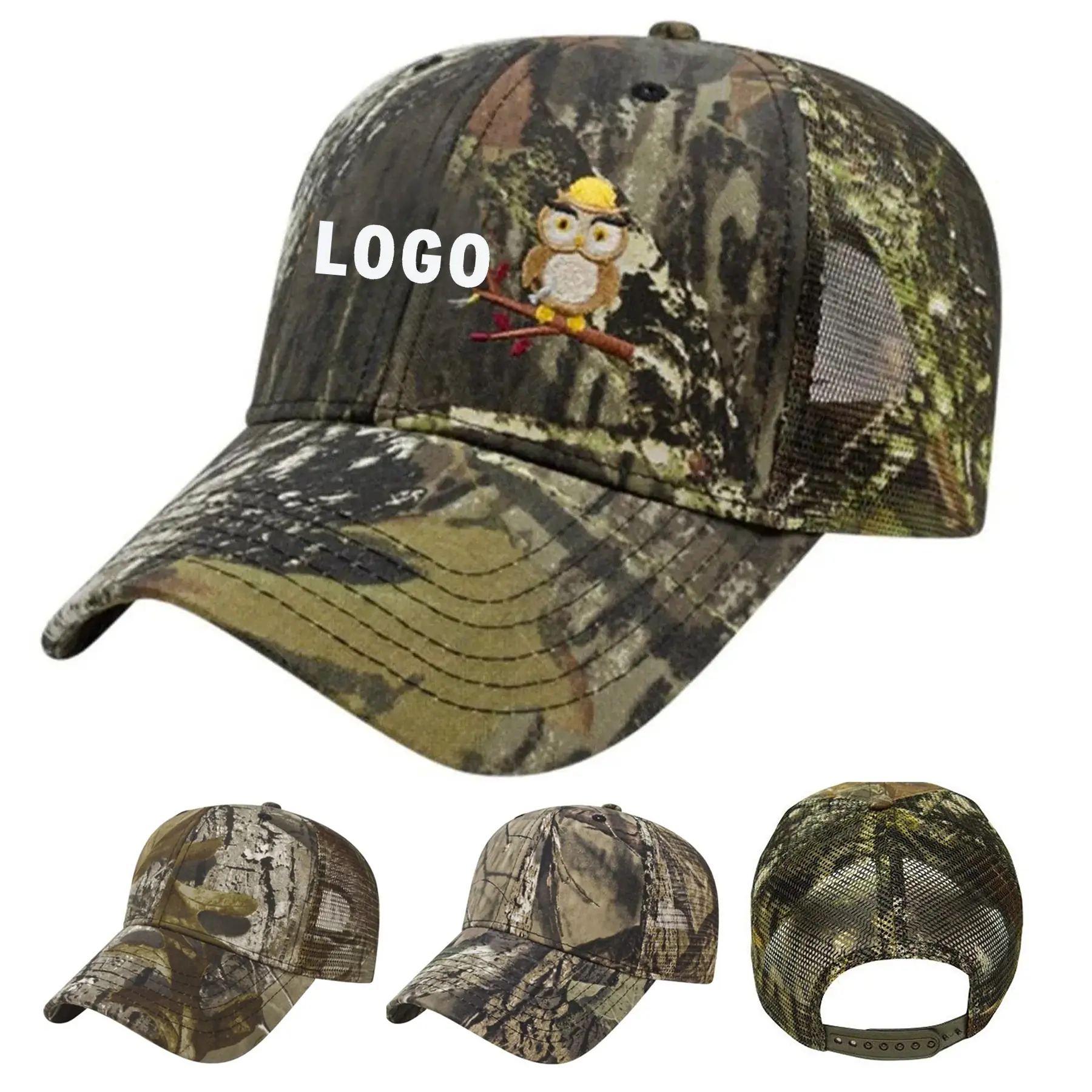 Durable Camo Mesh Trucker Cap Structured Fit Snapback 2