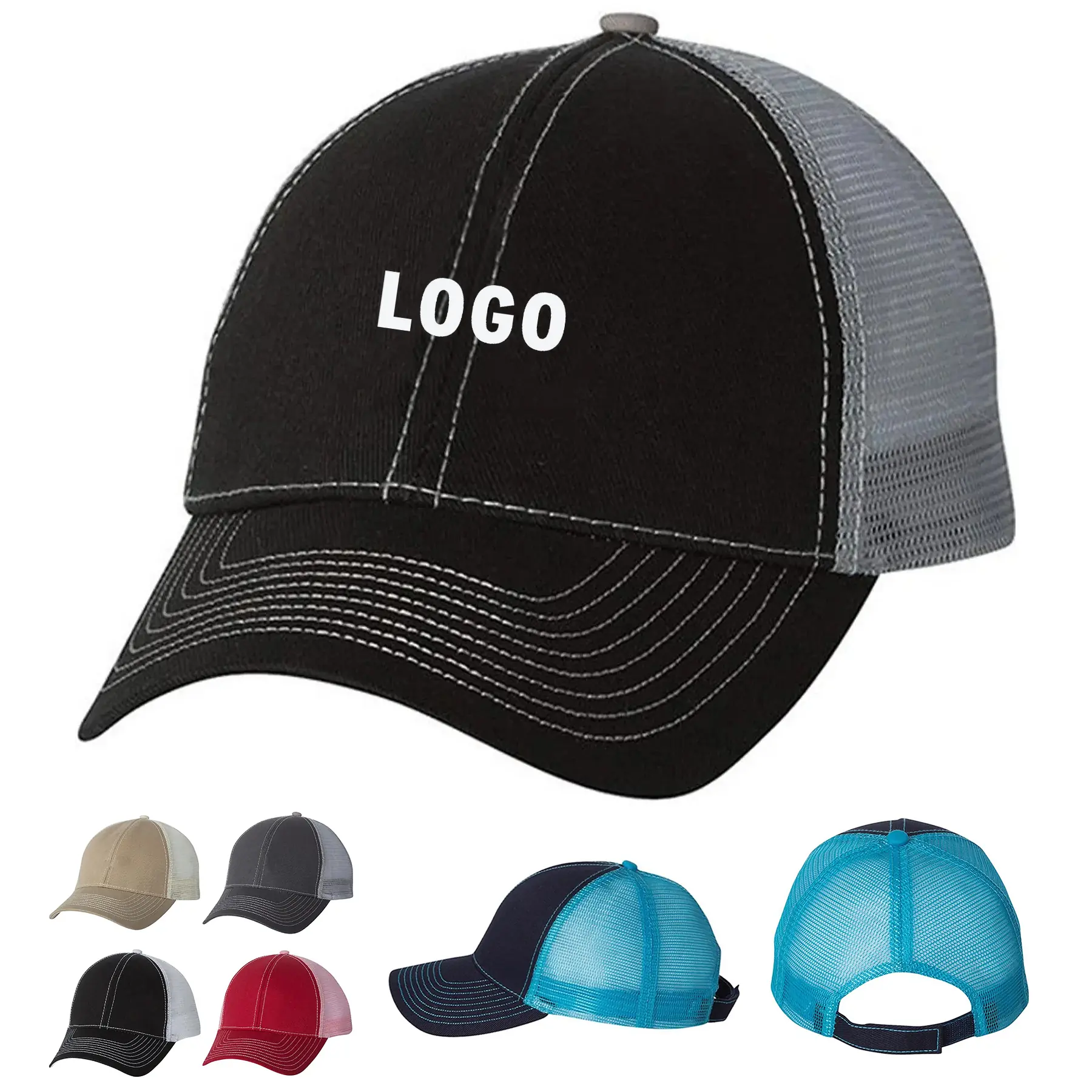 Structured Heavy Cotton Twill Trucker Hat Mesh Back 2