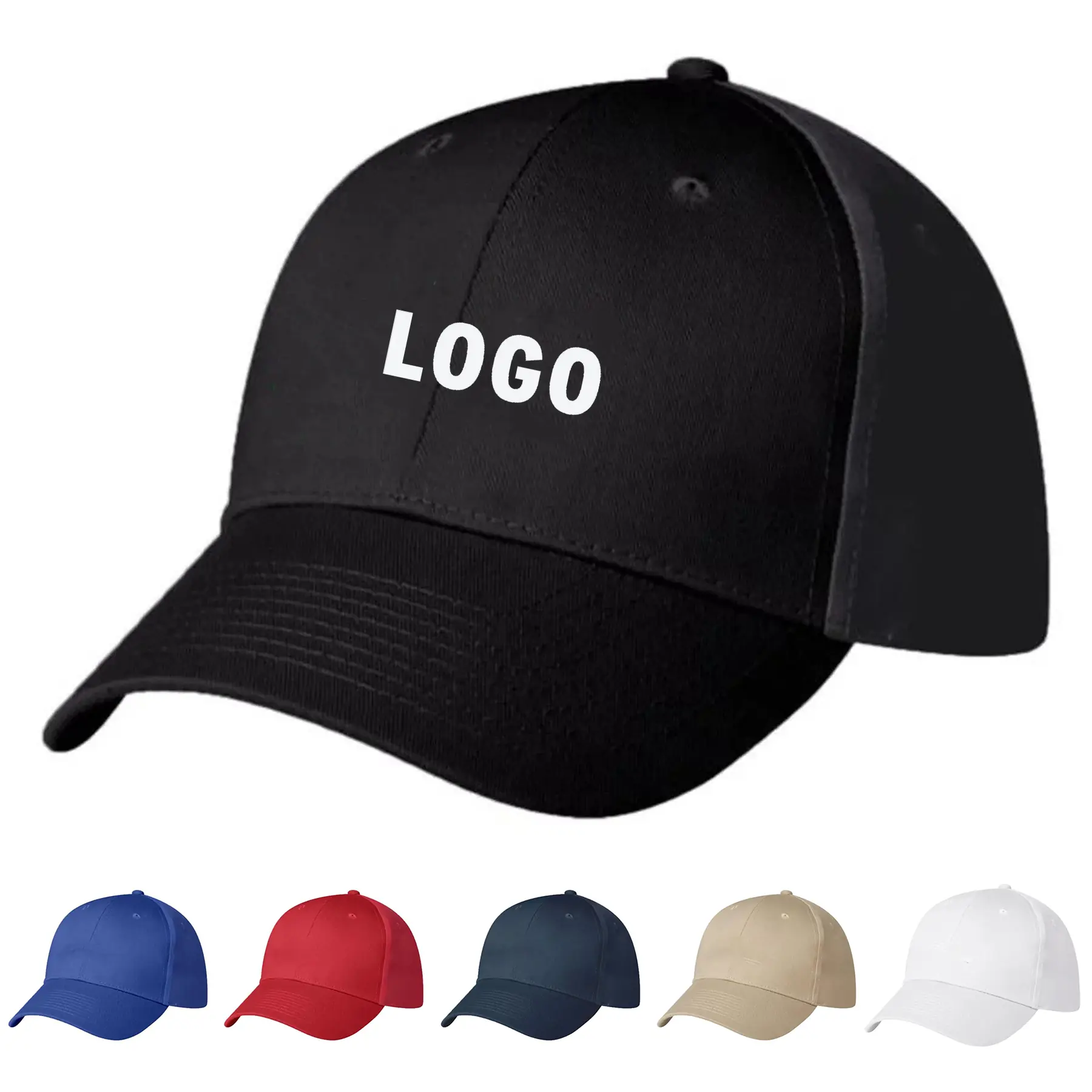 Embroidered Polyester Cap Six Panel Structured Crown Pre Curved Visor Hook Loop 2