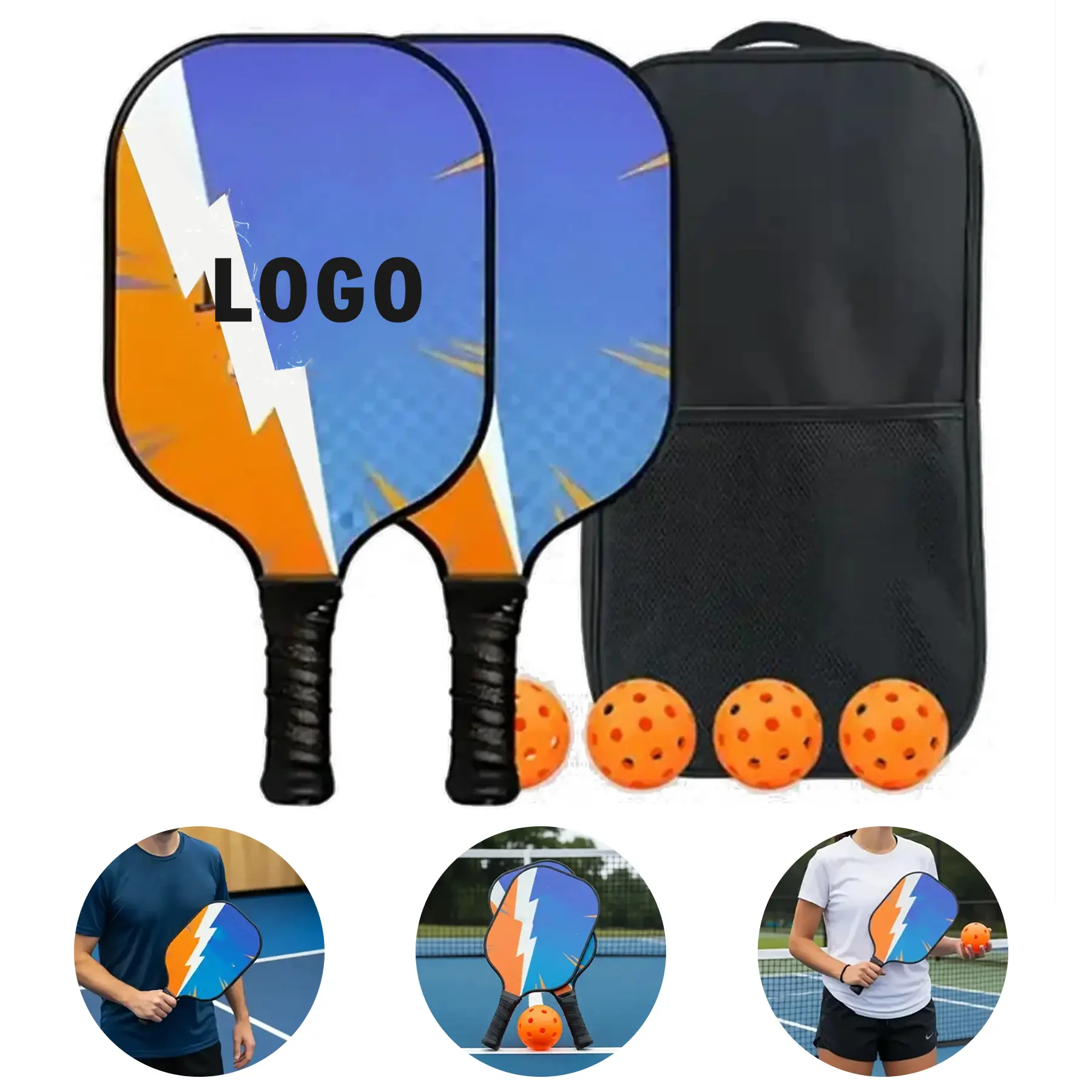 Carbon Fiber Youth Pickleball Set Kids Paddle Bundle 2