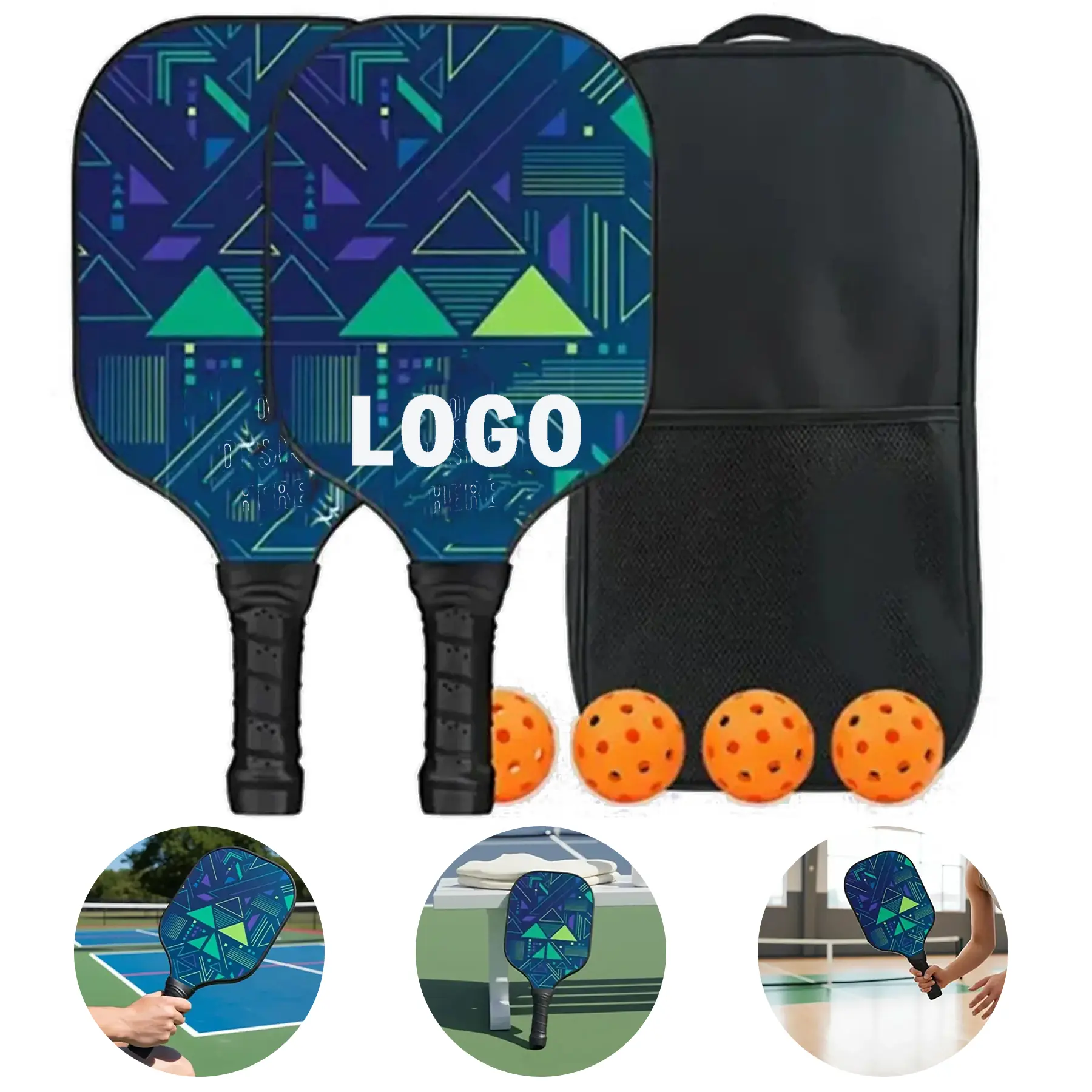 Premium Carbon Fiber Pickleball Paddle Set with Carry Bag 2
