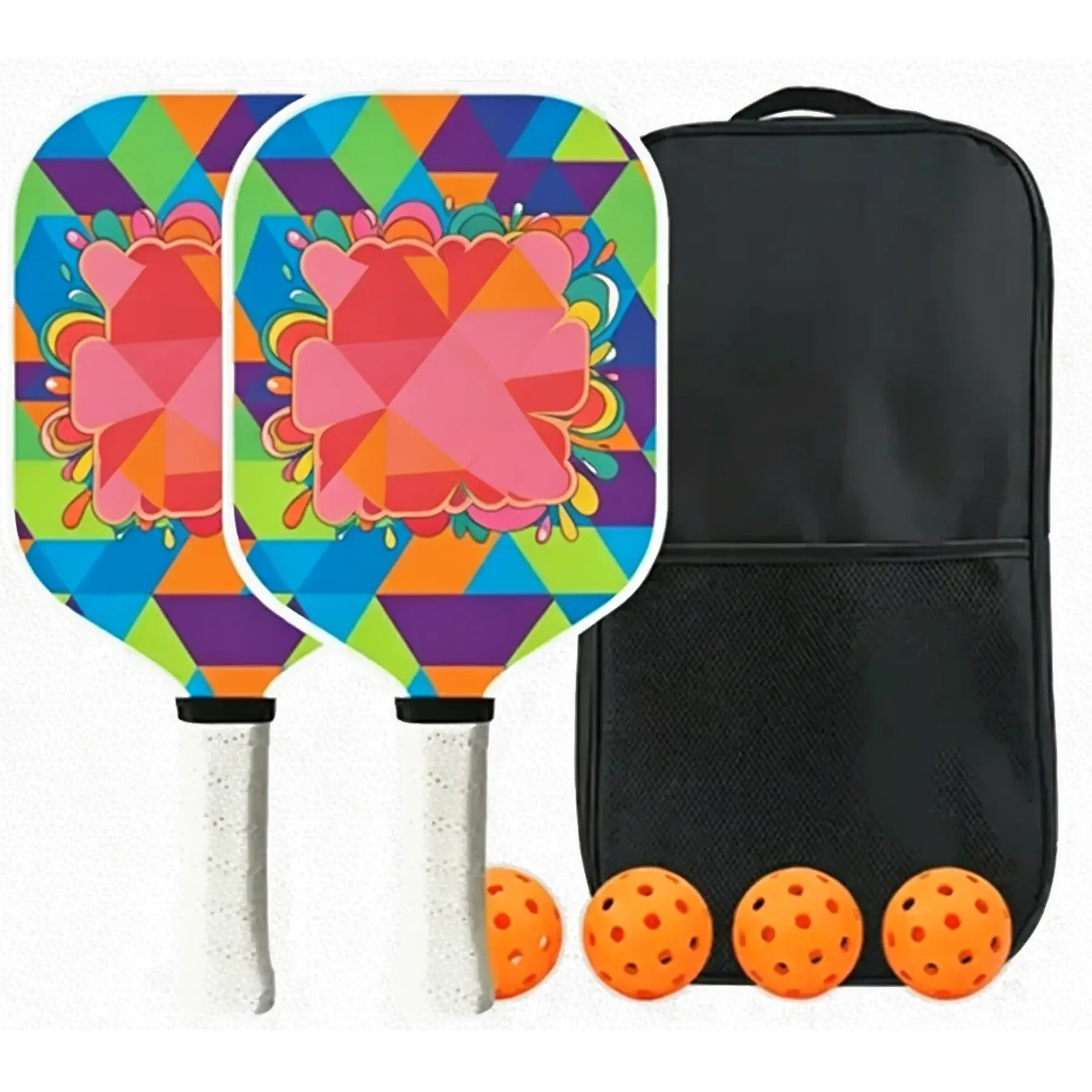 Elite Pickleball Paddle Set Carbon Fiber 2 Paddles 4 Balls Bag