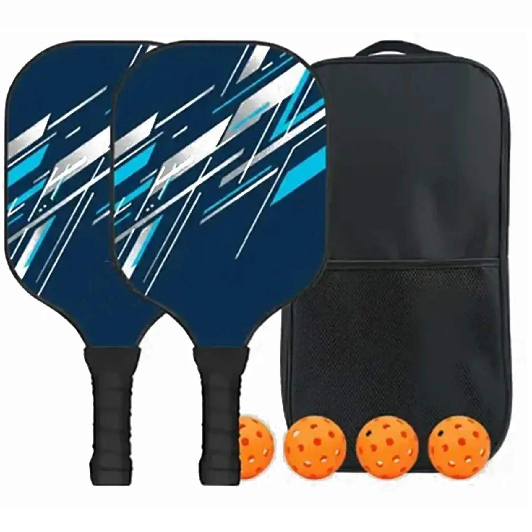 Carbon Fiber Pickleball Paddle Set Includes 2 Paddles 4 Balls Shoulder Bag