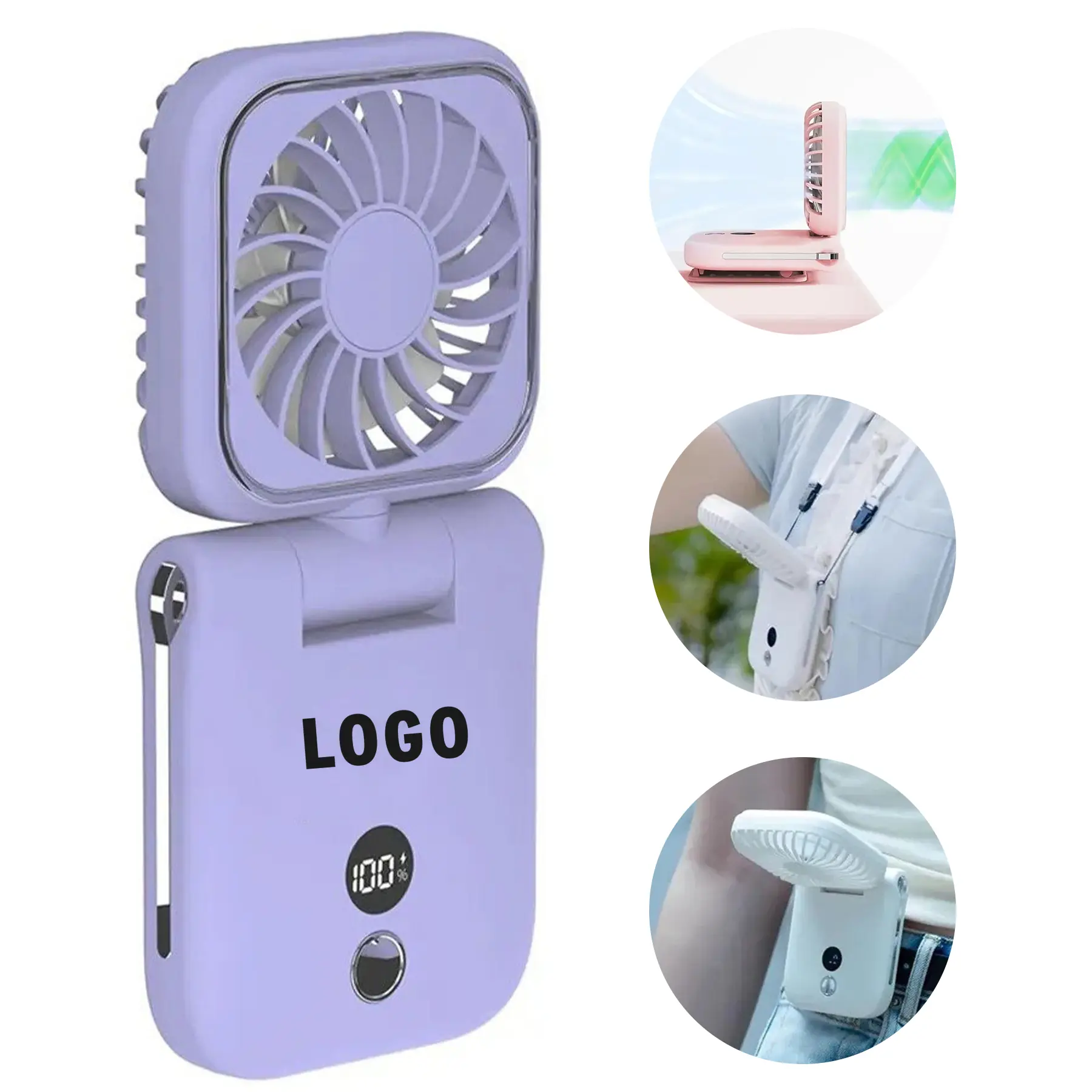 Portable Rechargeable Clip Fan LED Display Variable Speed 2