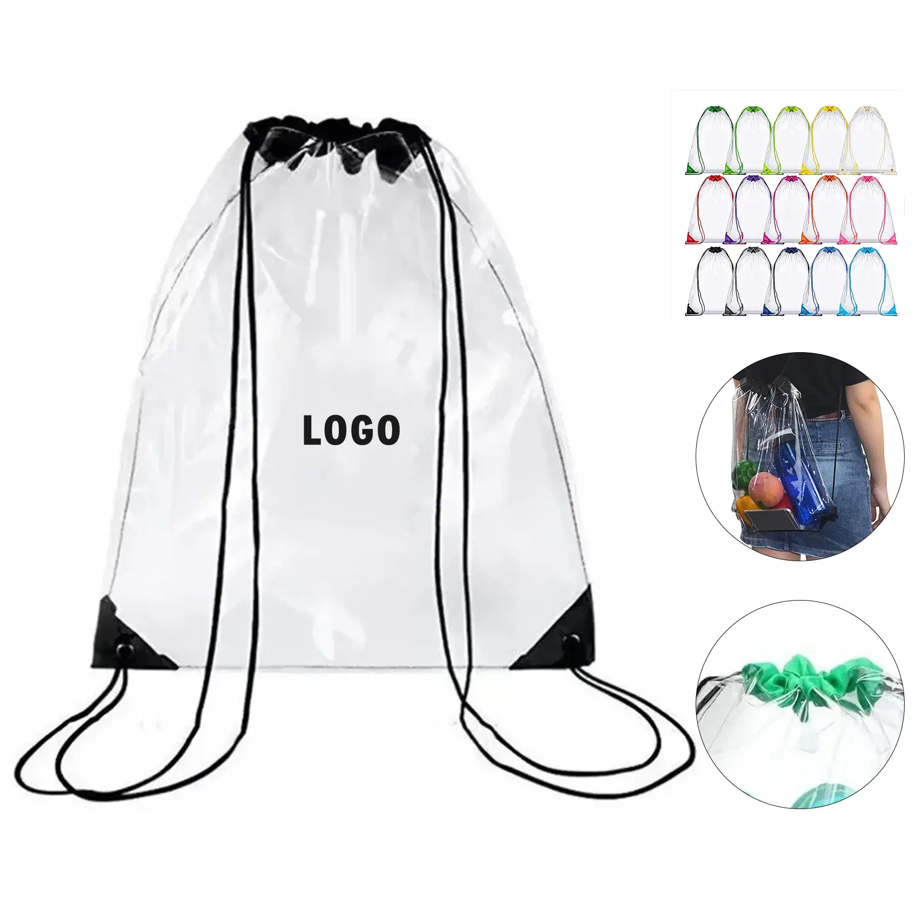 Stadium Approved Transparent Drawstring Backpack Security Event Compatible 2