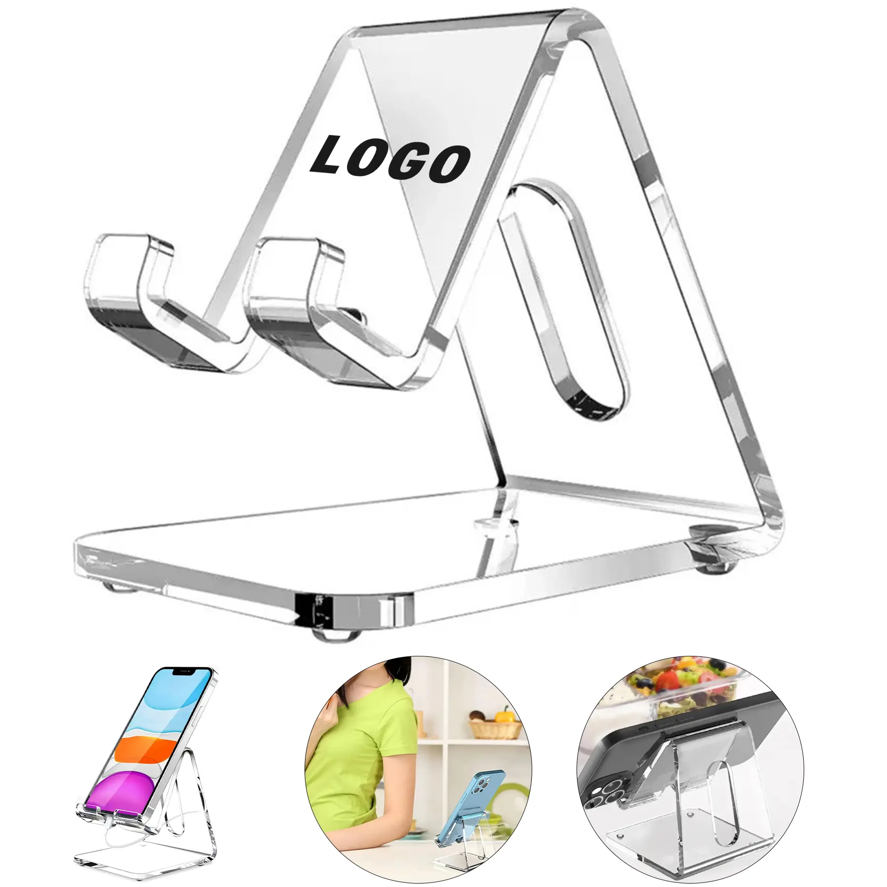 Clear Acrylic Stand Pad for Cellphone Tablet Desk Holder Sturdy Base 2