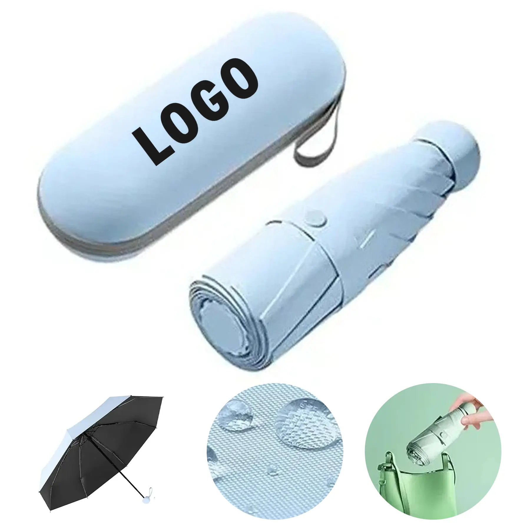 Compact Windproof Travel Umbrella with UV Protection and Storage Case 2