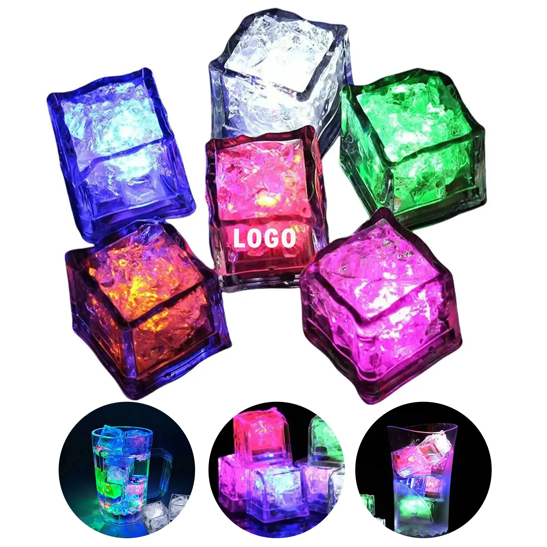 LED Color Changing Ice Cubes for Drinks Waterproof Reusable Party Lights 2