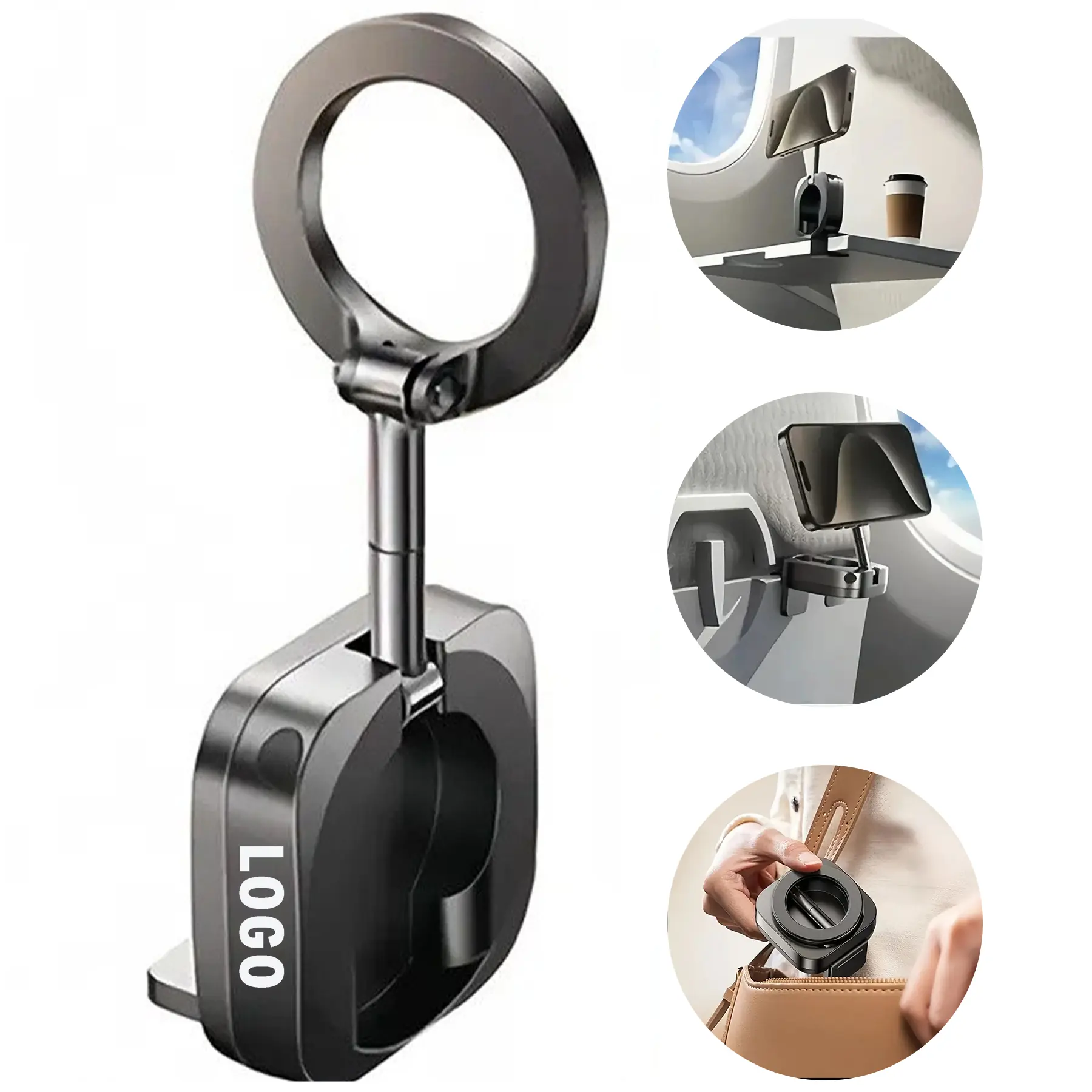 Portable Adjustable Magnetic Phone Travel Mount Clamp Holder 2