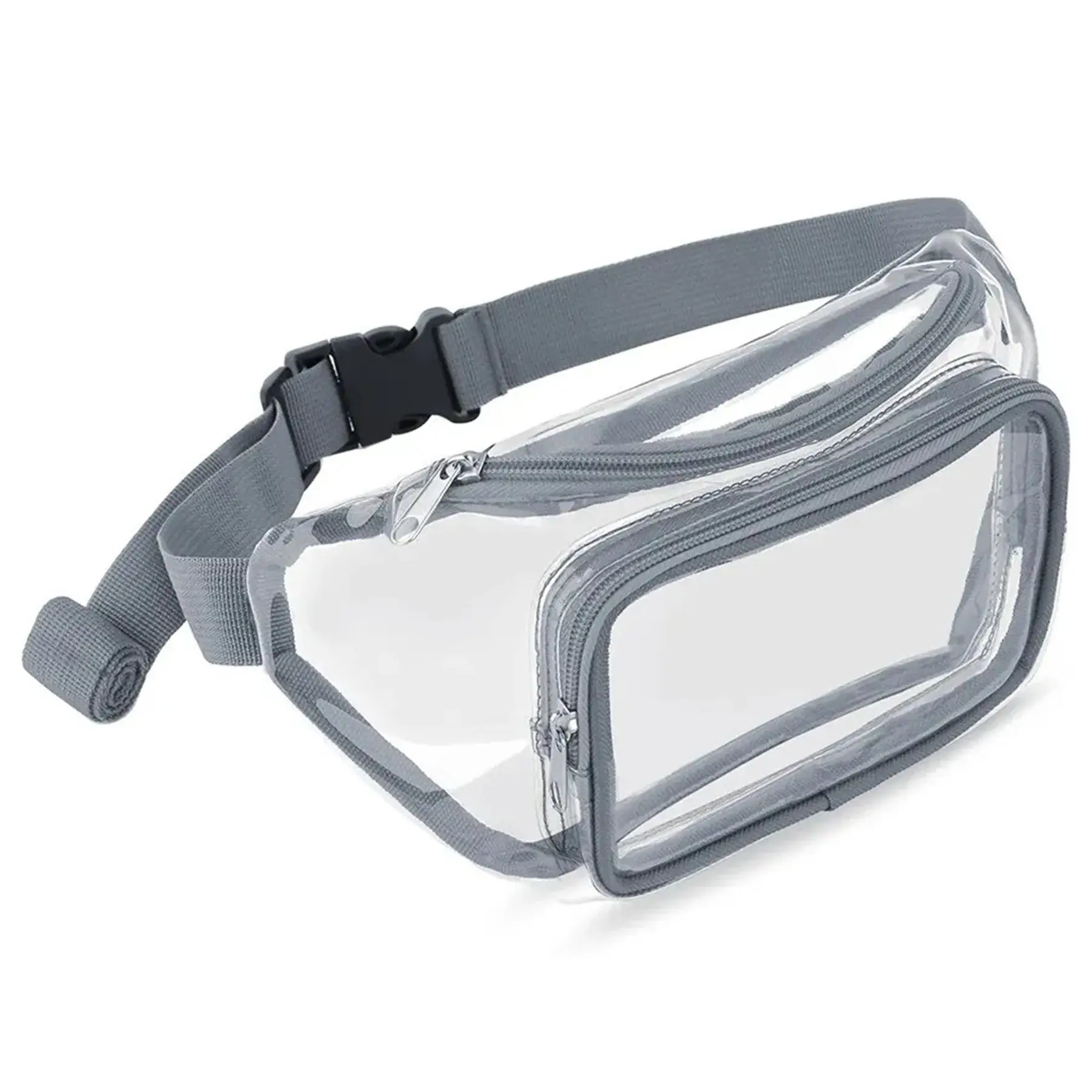 Clear PVC Fanny Pack Zippered Pockets Transparent Belt Bag