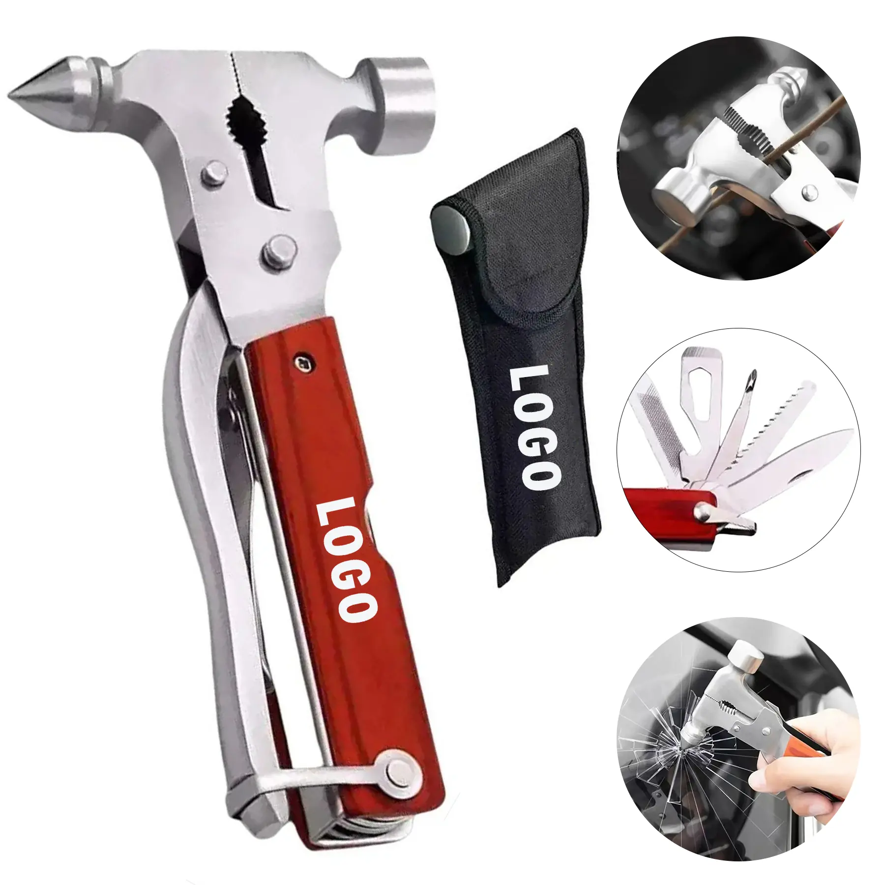 Emergency Car Window Breaker Escape Hammer Multitool Storage Bag 2
