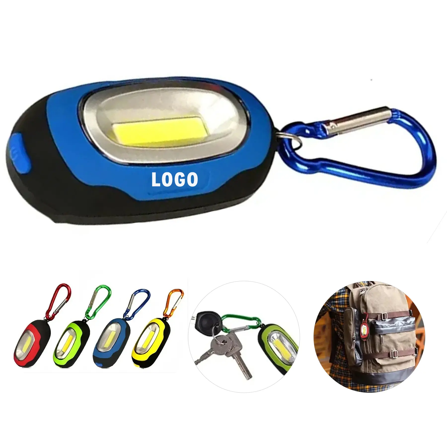 Compact COB Keychain Light Magnetic Carabiner Flashlight 2