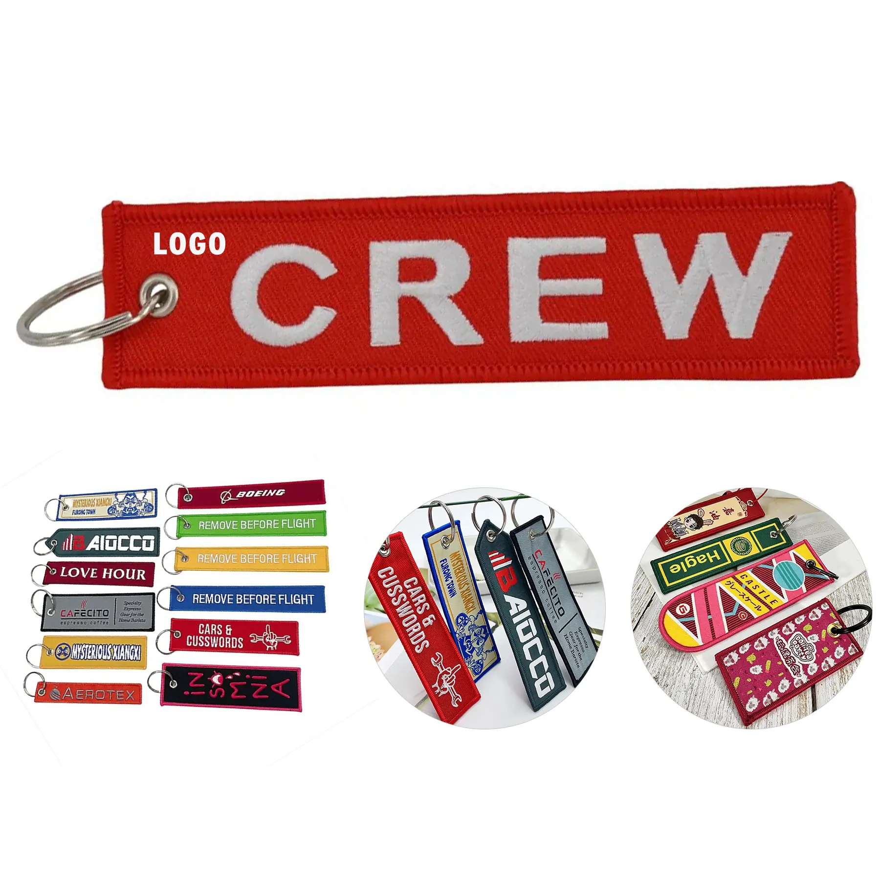 Custom Embroidered Keychain Tags Double Sided Personalization 2