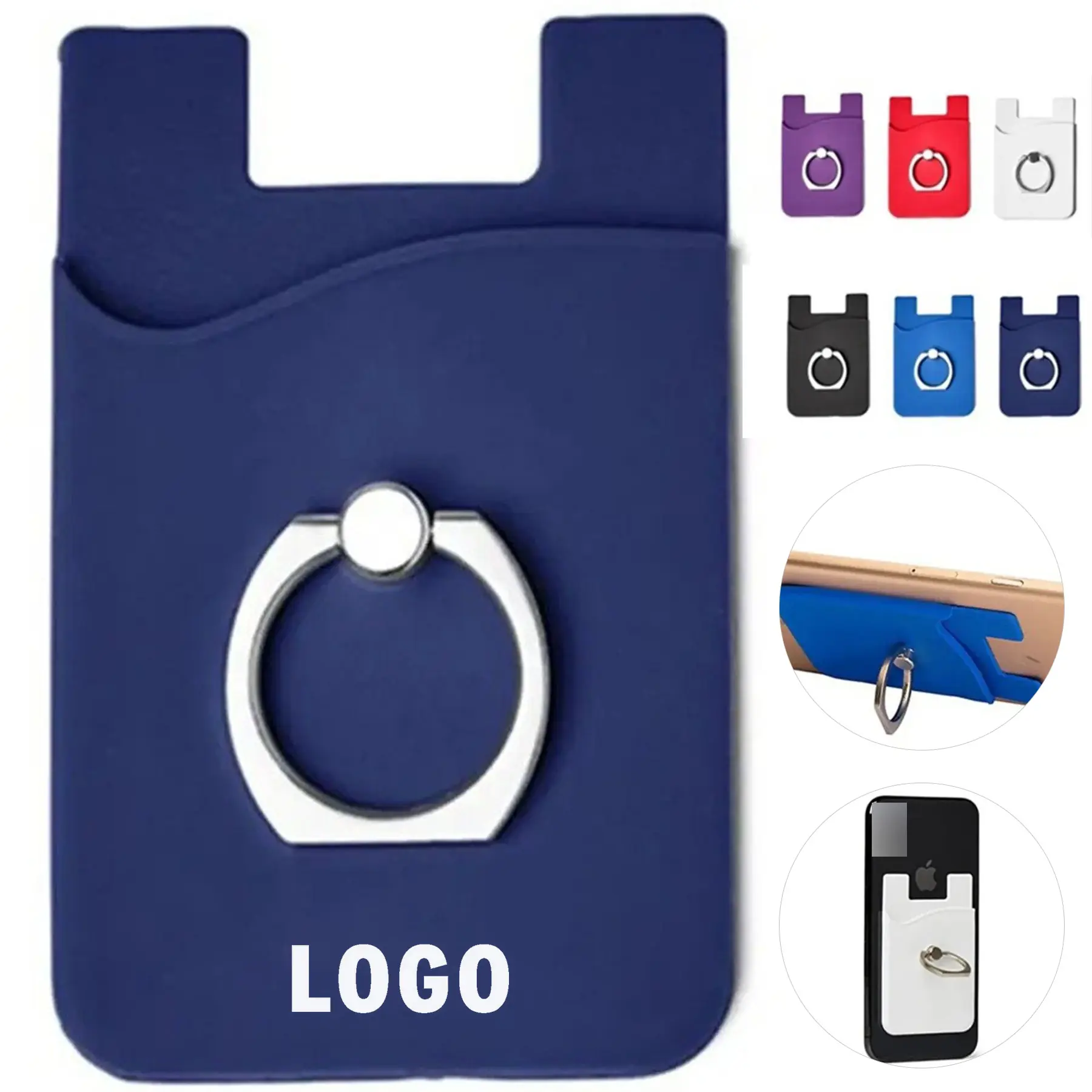 Silicone Phone Wallet Cardholder Rotating Ring Stand 2