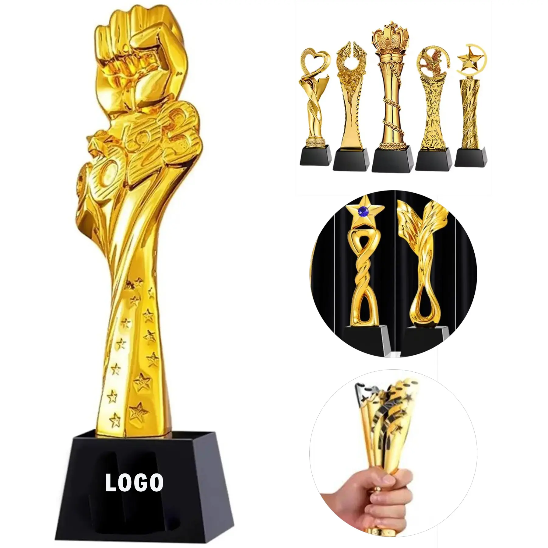 Gold Plated Resin Championship Trophy Customizable Award 2